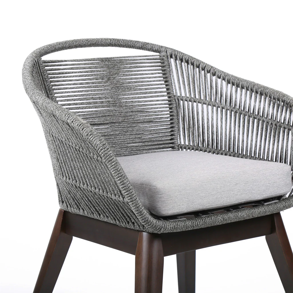 Gray Solid Wood Outdoor Dining Chair with Gray Cushion By Homeroots - Image 5