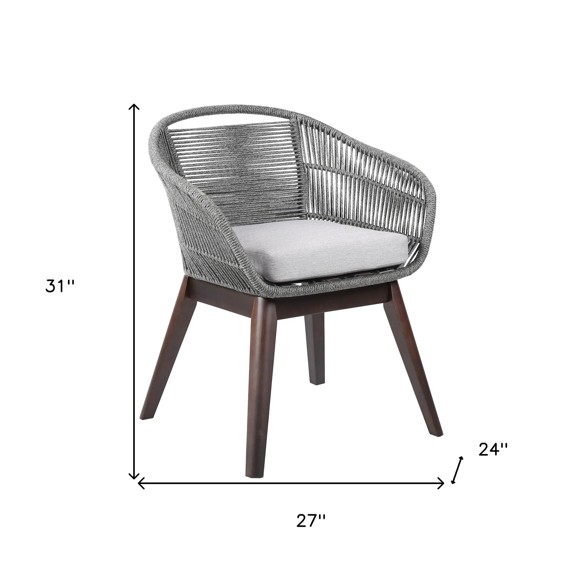 Gray Solid Wood Outdoor Dining Chair with Gray Cushion By Homeroots - Image 6