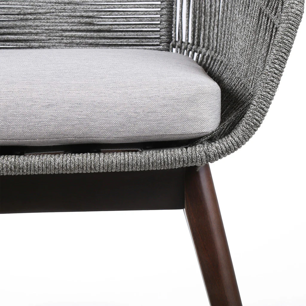 Gray Solid Wood Outdoor Dining Chair with Gray Cushion By Homeroots - Image 7