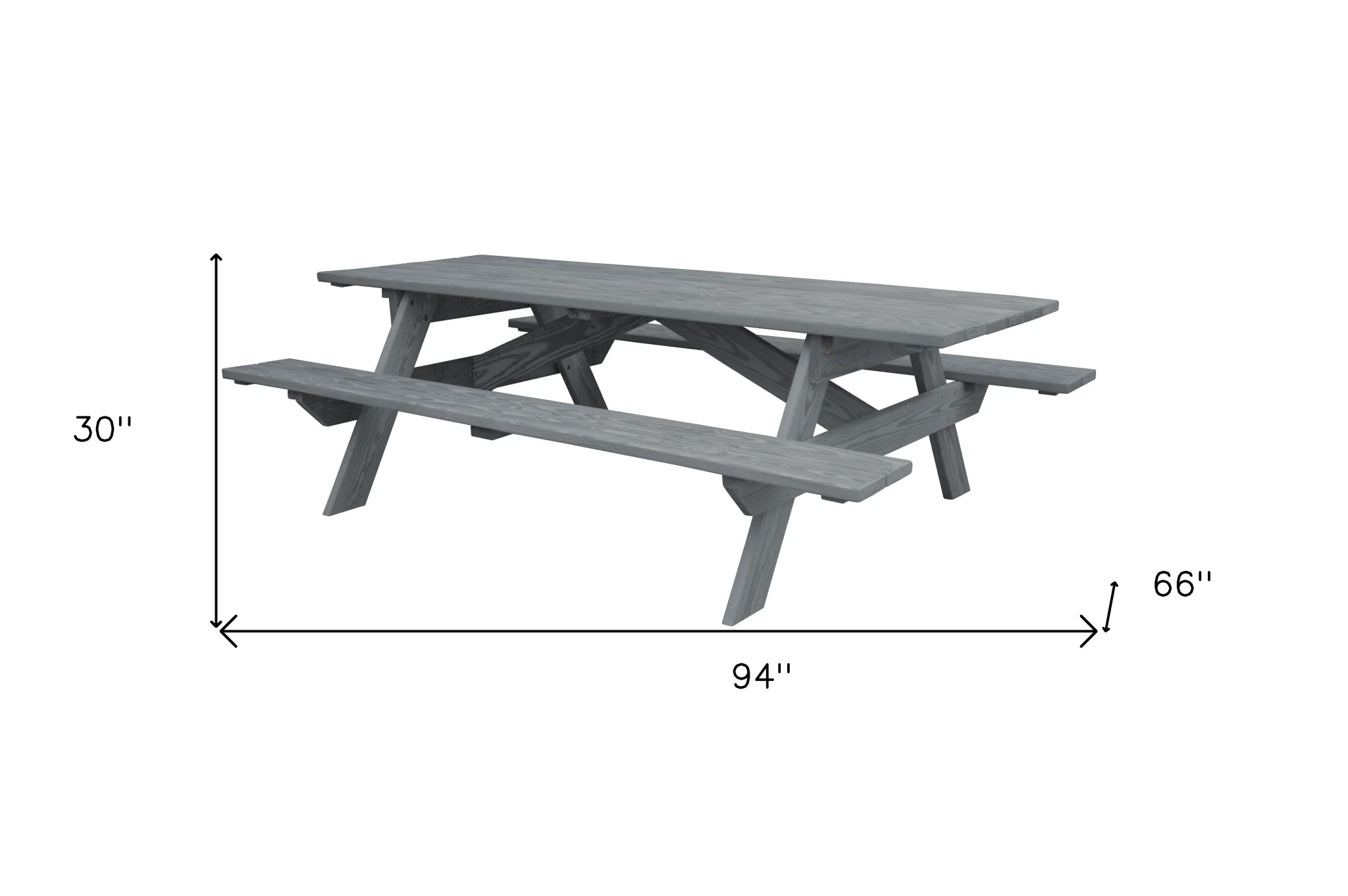 Gray Solid Wood Outdoor Picnic Table By Homeroots - Image 2