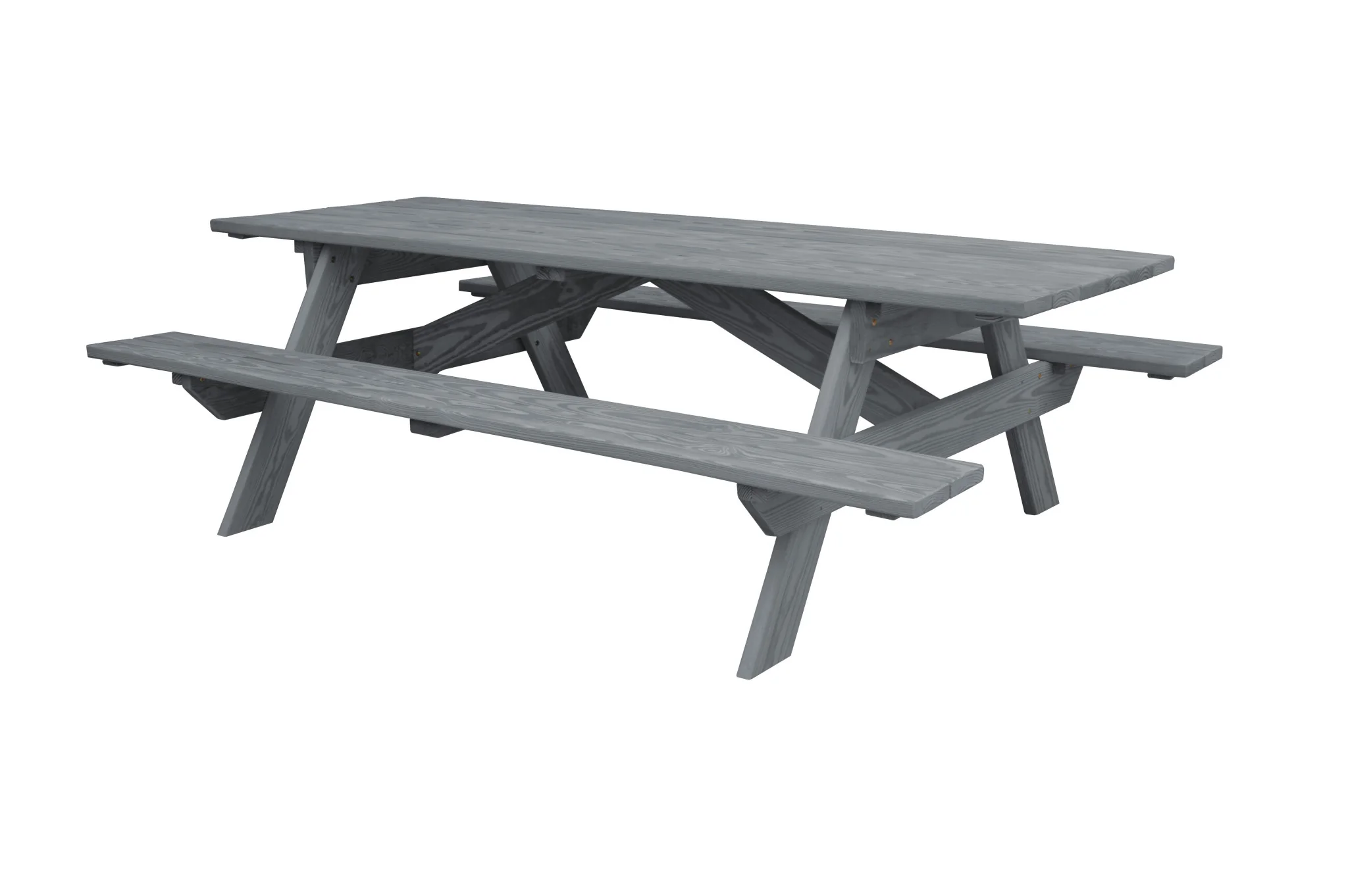 Gray Solid Wood Outdoor Picnic Table By Homeroots - Image 3