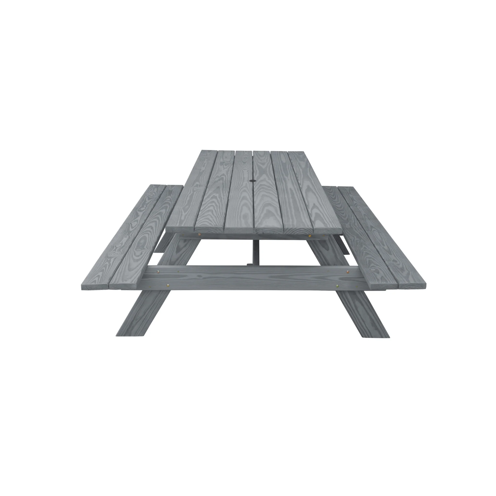 Gray Solid Wood Outdoor Picnic Table with Umbrella Hole By Homeroots - Image 2