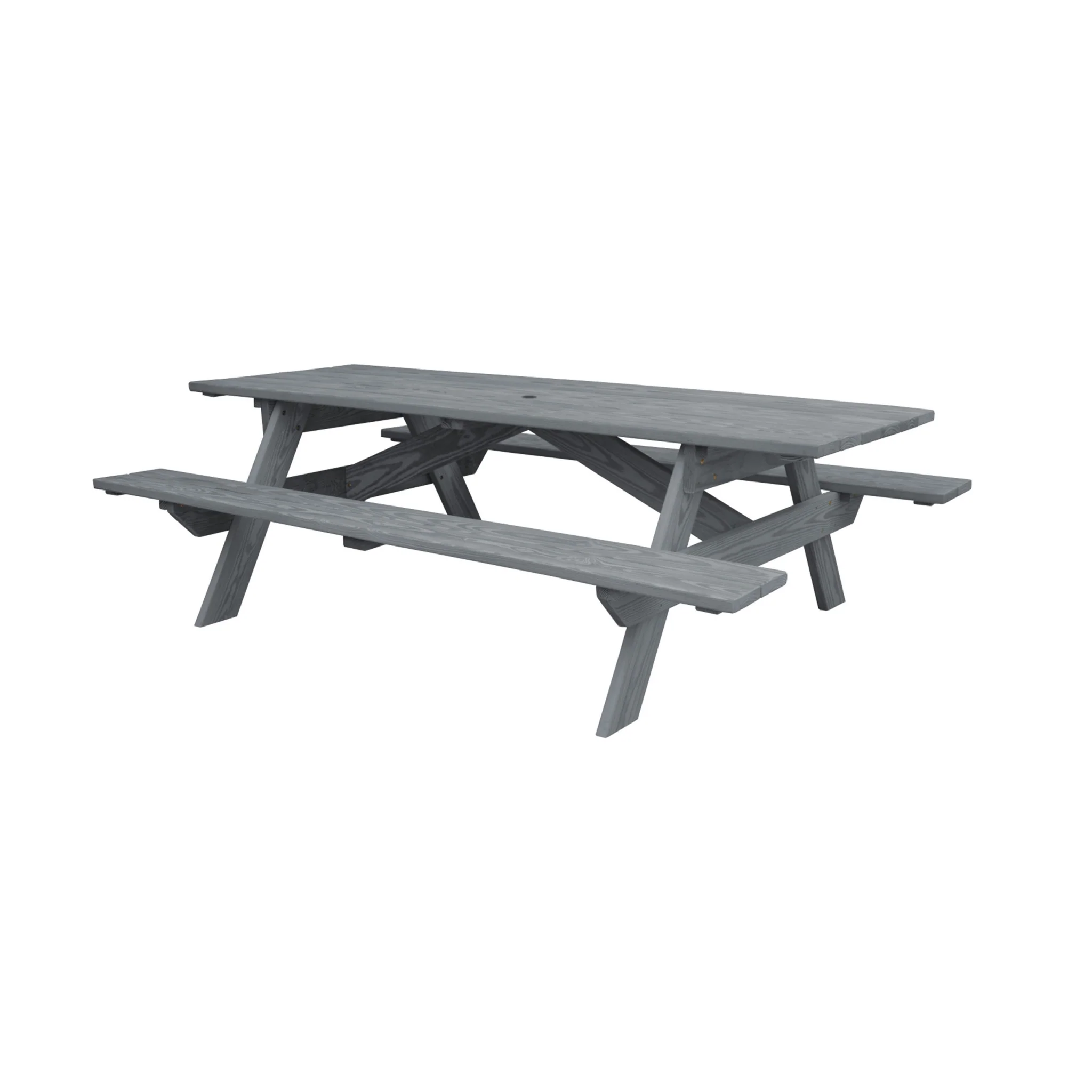 Gray Solid Wood Outdoor Picnic Table with Umbrella Hole By Homeroots - Image 3