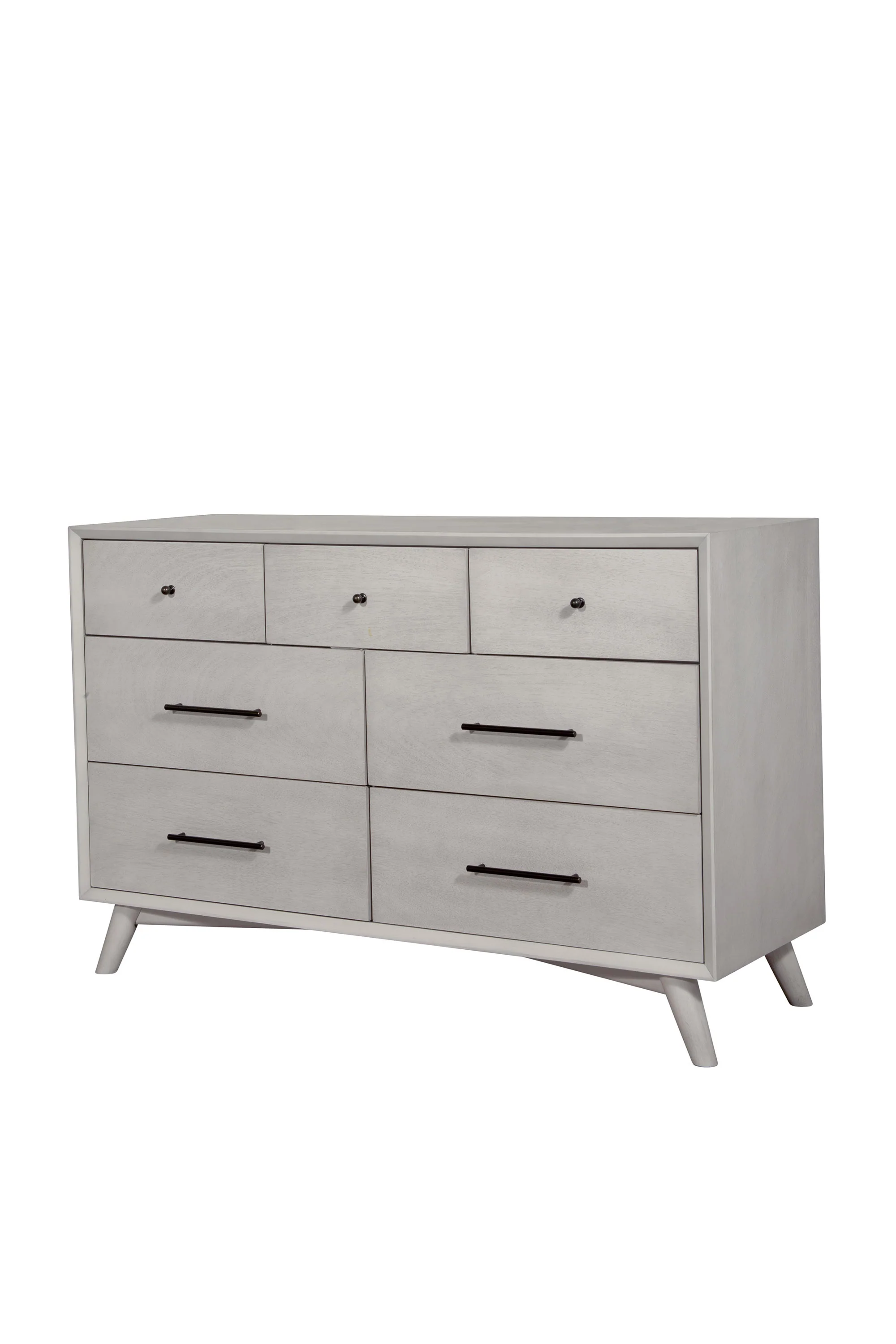 Gray Solid Wood Seven Drawer Double Dresser By Homeroots - Image 3