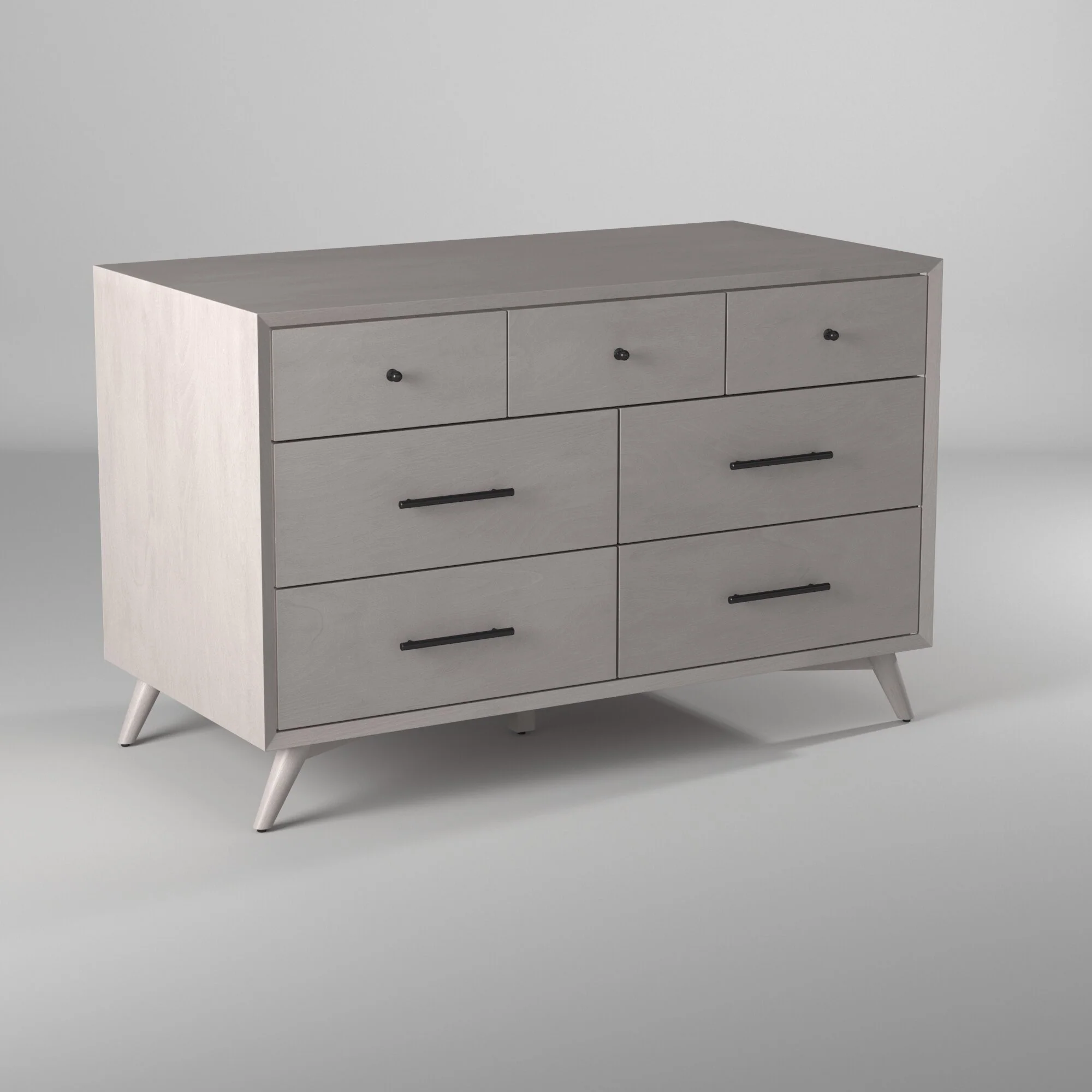Gray Solid Wood Seven Drawer Double Dresser By Homeroots - Image 7