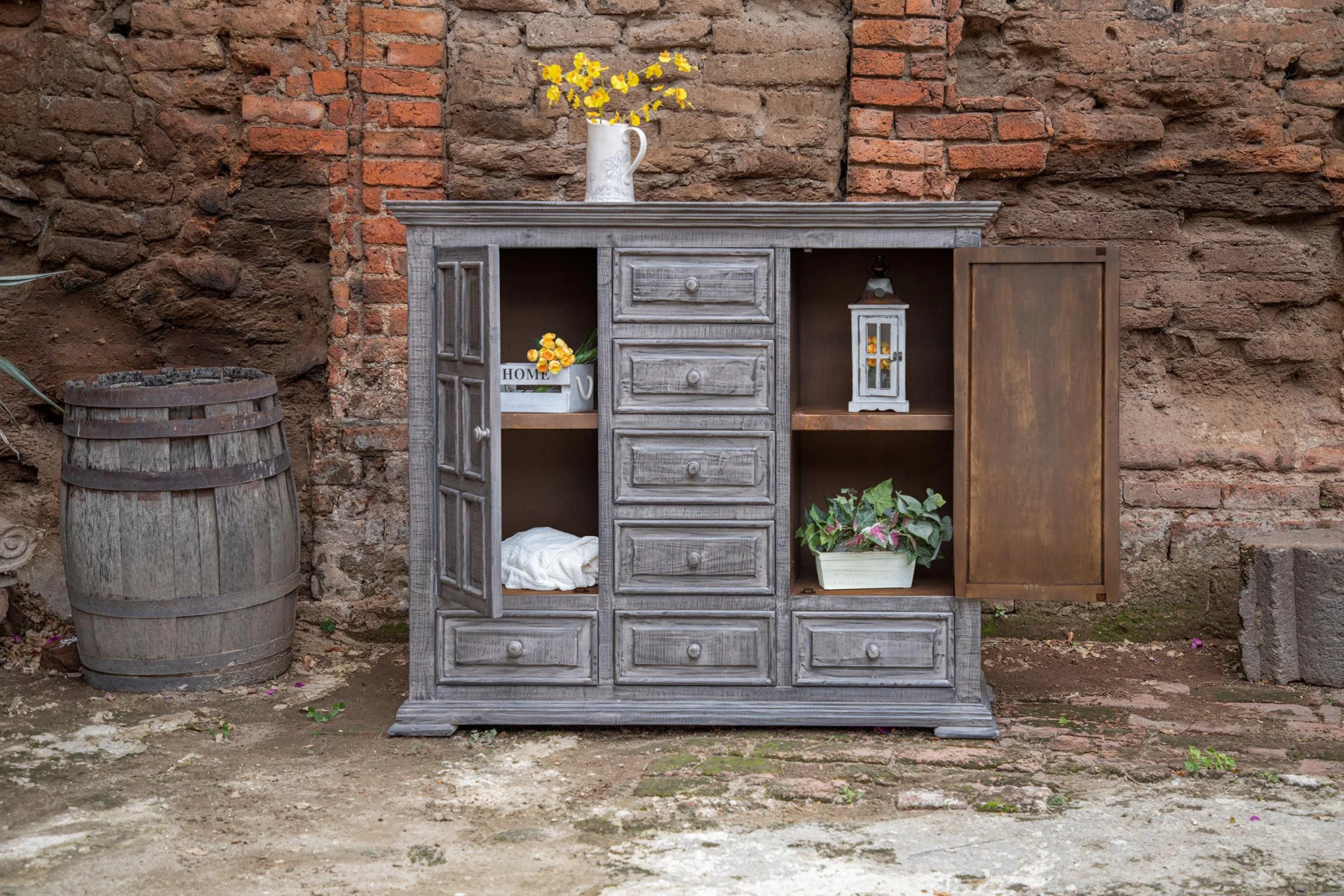 Gray Solid Wood Seven Drawer Gentlemans Chest By Homeroots - Image 4