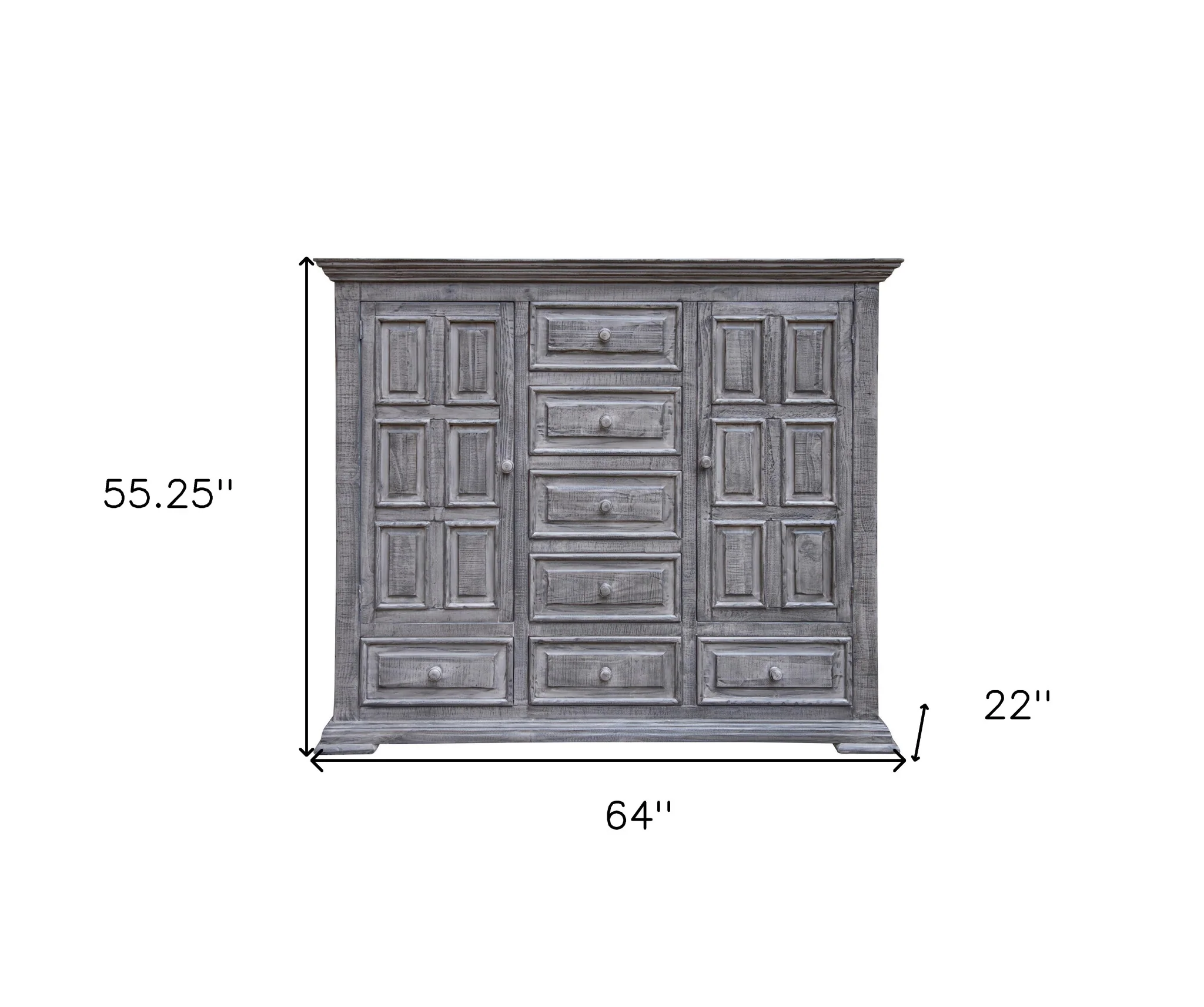 Gray Solid Wood Seven Drawer Gentlemans Chest By Homeroots - Image 5