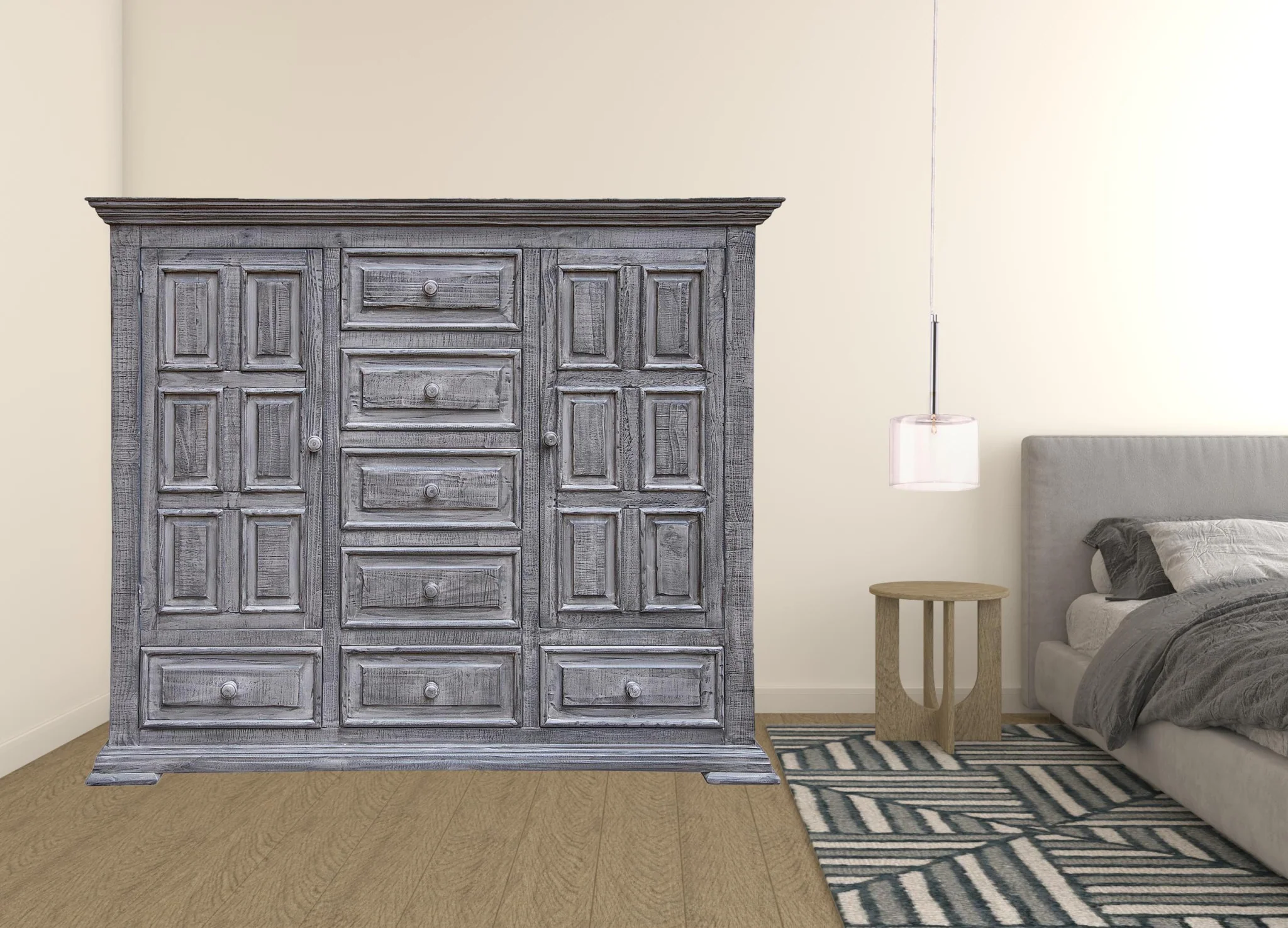Gray Solid Wood Seven Drawer Gentlemans Chest By Homeroots - Image 6