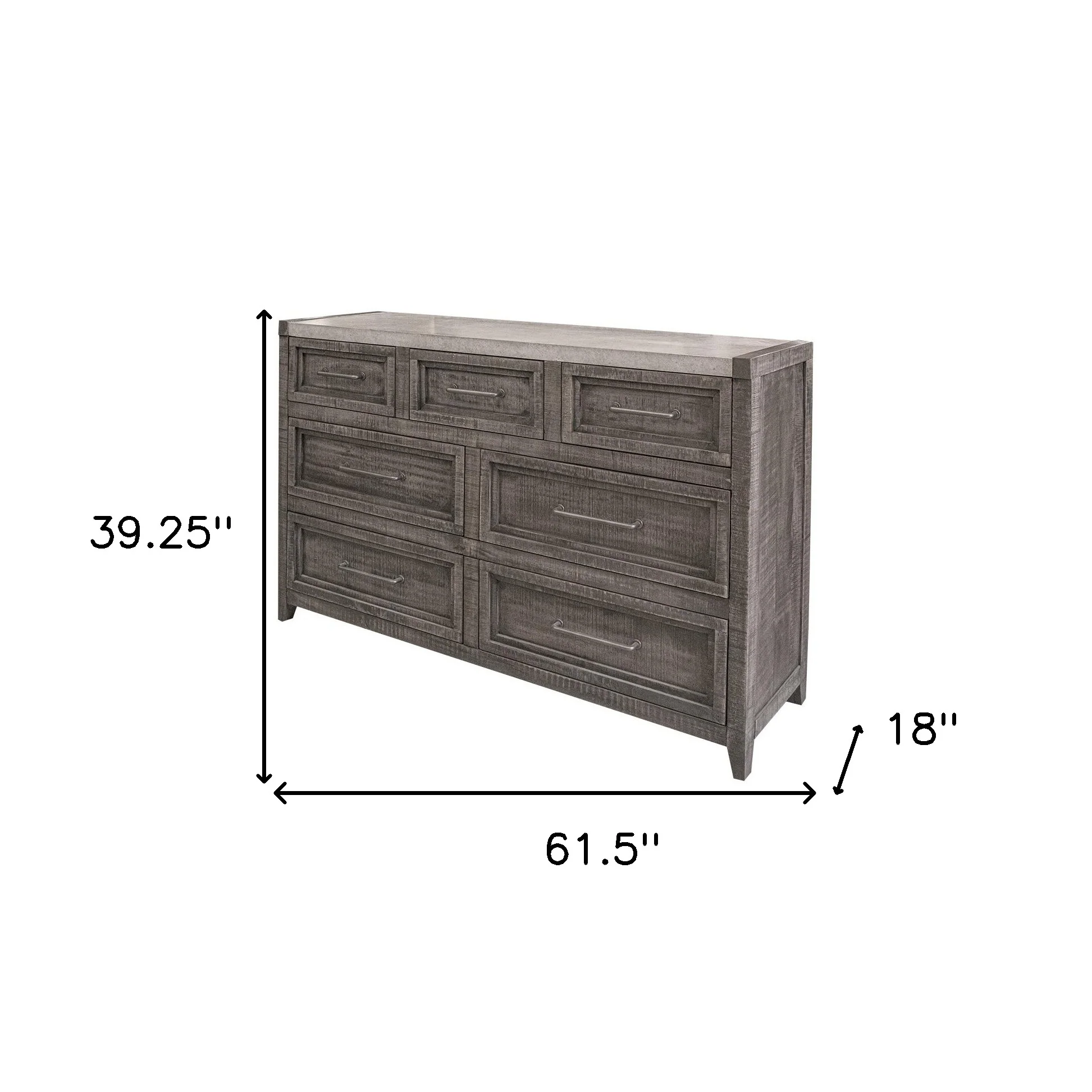 Gray Solid Wood Seven Drawer Triple Dresser By Homeroots - Image 3