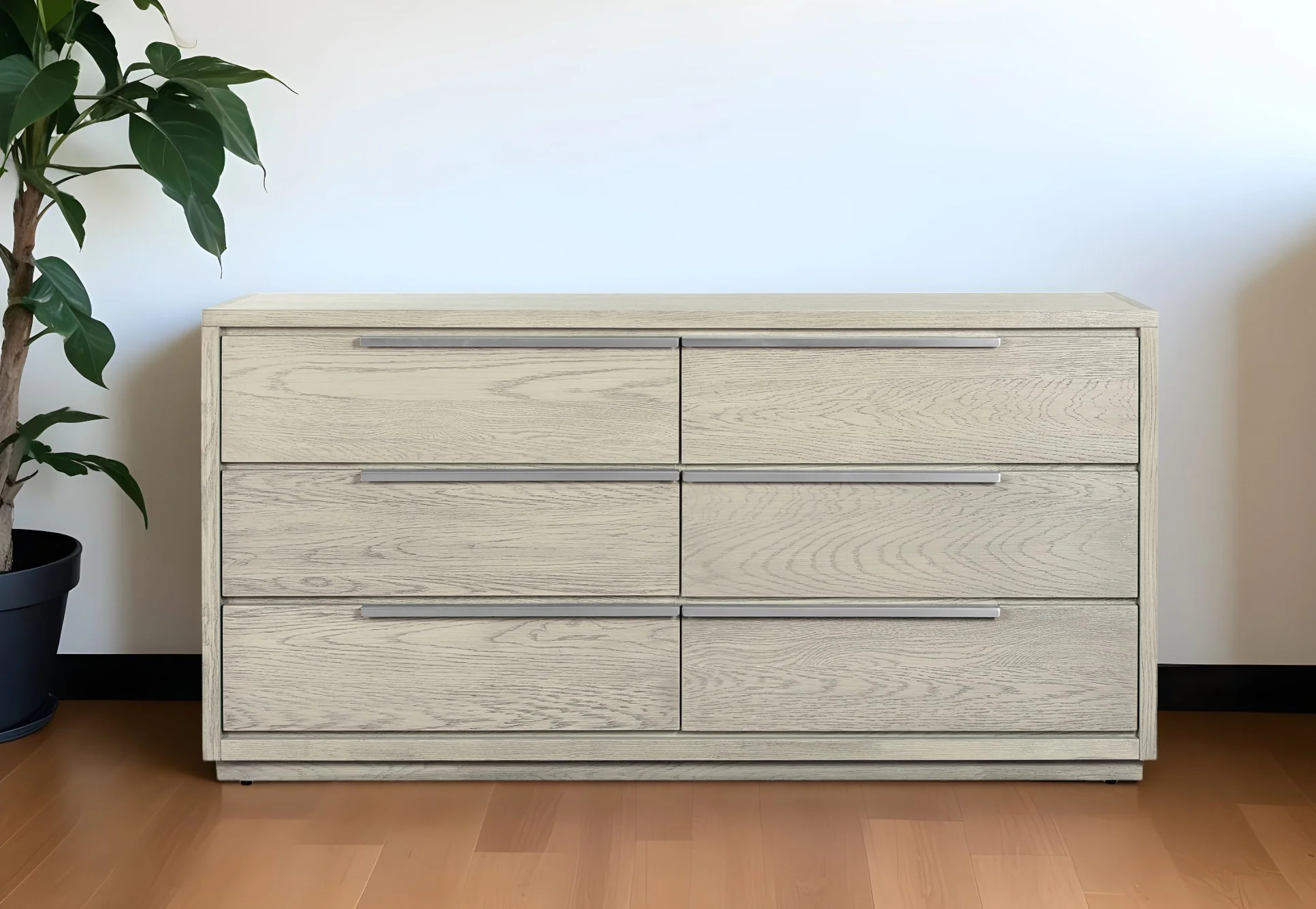 Gray Solid Wood Six Drawer Double Dresser By Homeroots - Image 4
