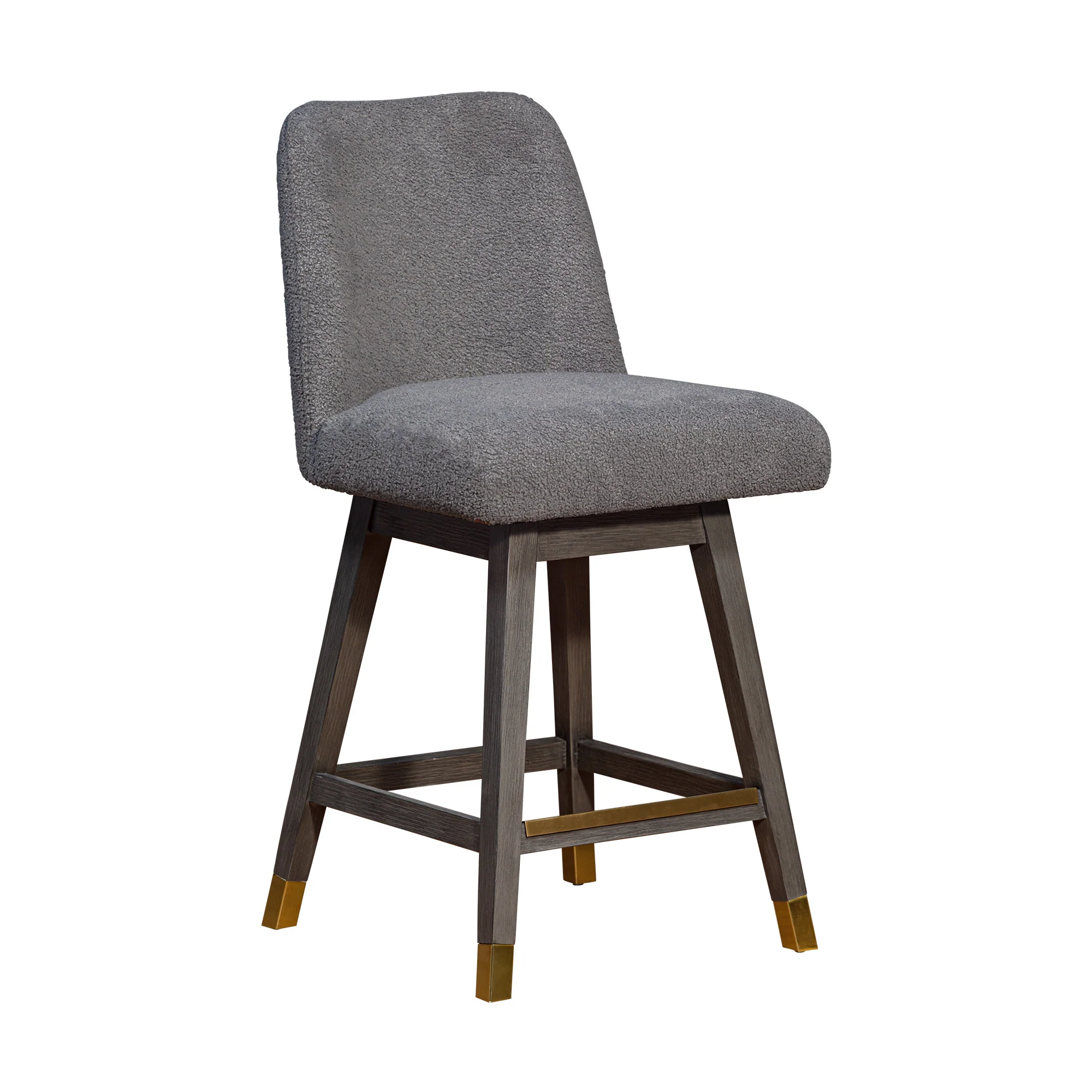 Gray Solid Wood Swivel Bar Chair By Homeroots - Image 6
