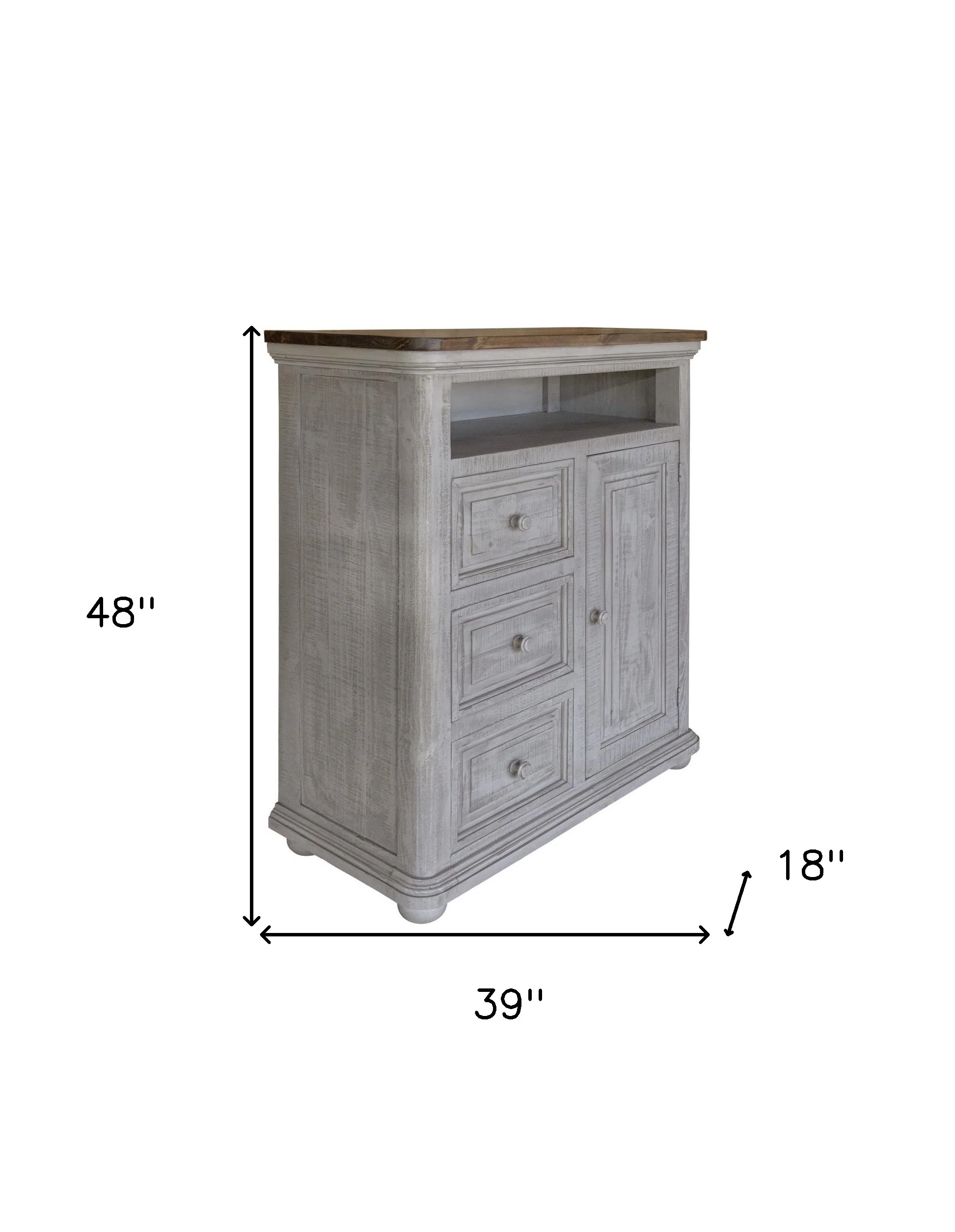 Gray Solid Wood Three Drawer Chest By Homeroots - Image 2