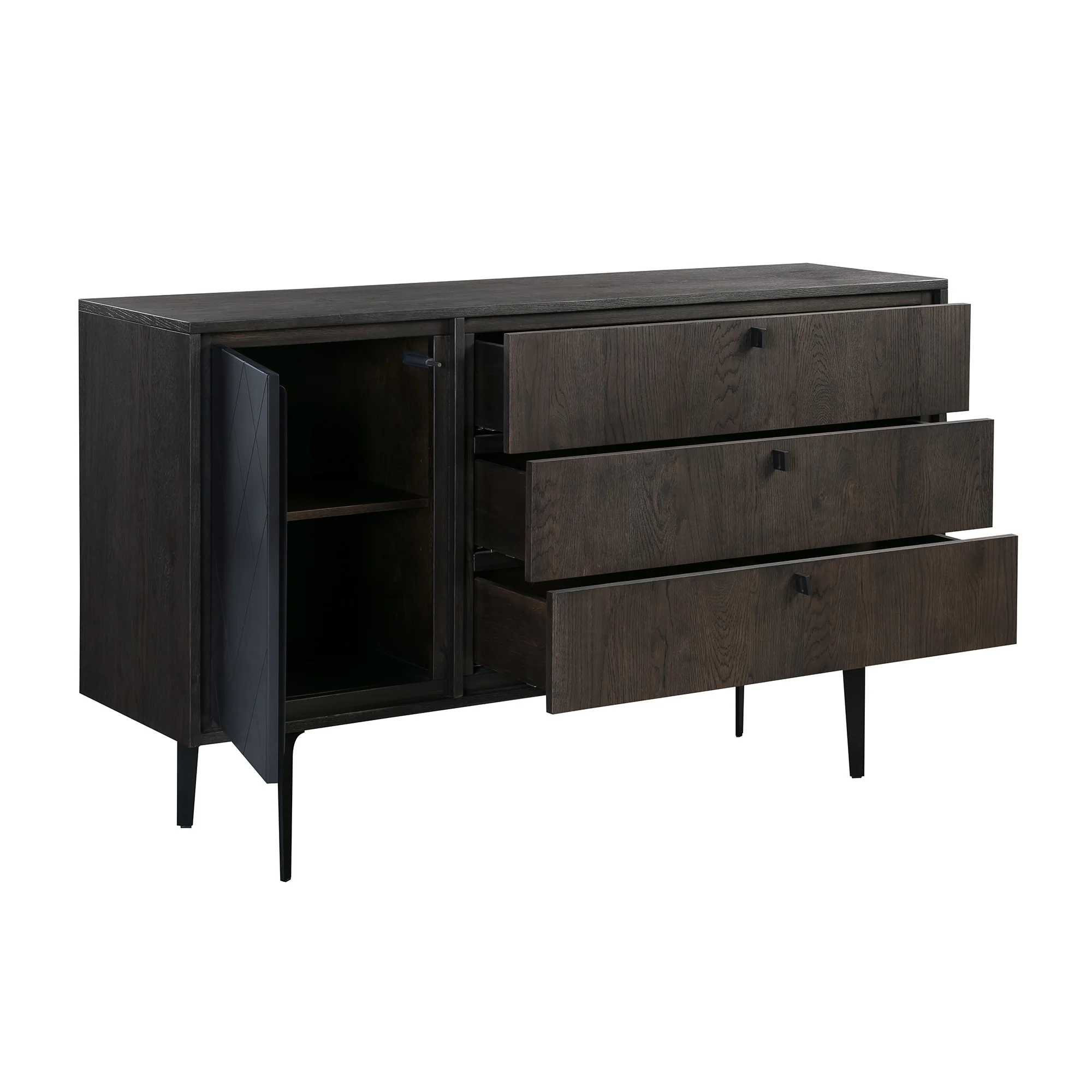 Gray Solid Wood Three Drawer Dresser By Homeroots - Image 2