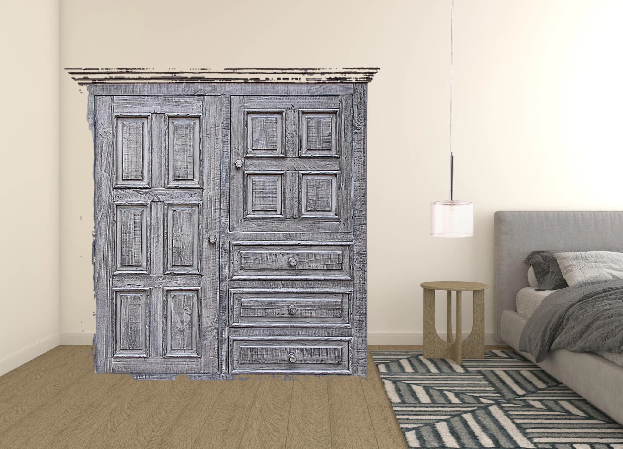 Gray Solid Wood Three Drawer Gentlemans Chest By Homeroots - Image 2
