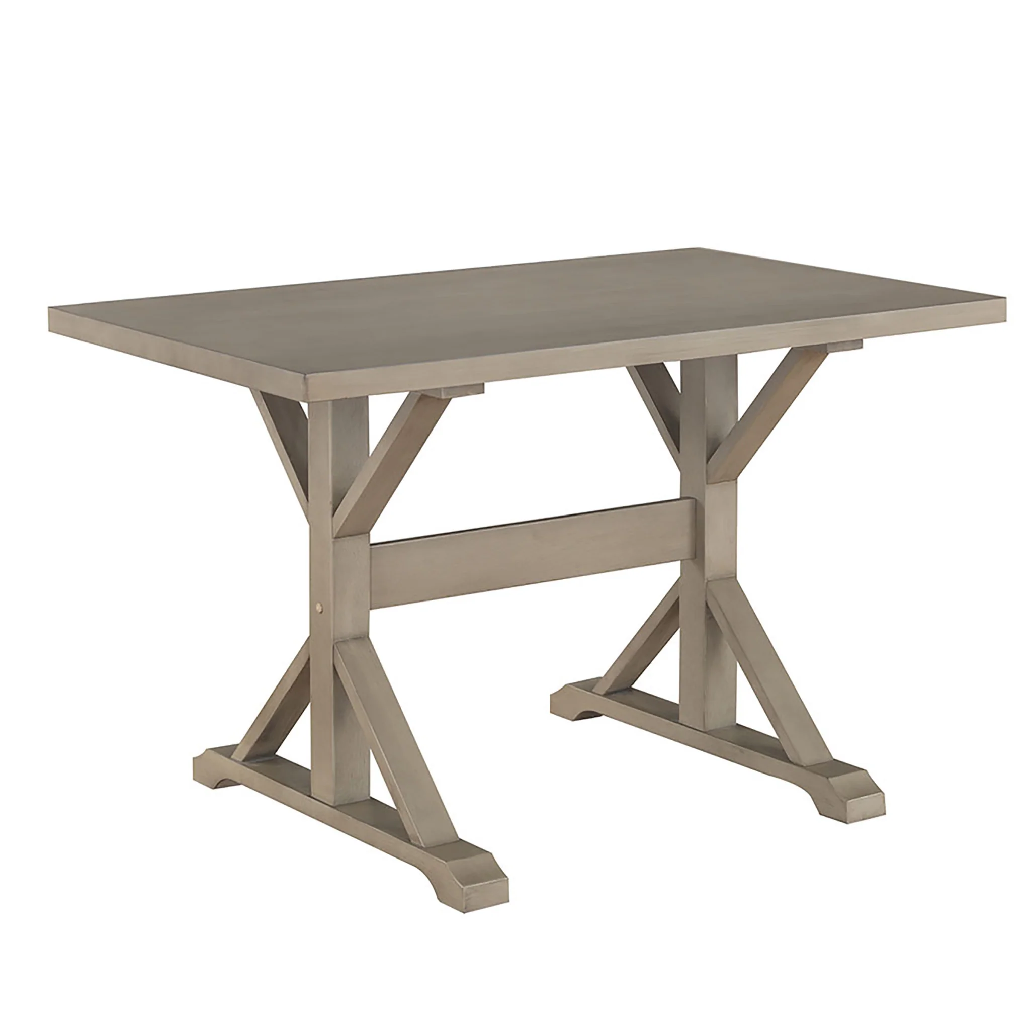 Gray Solid Wood Trestle Base Dining Table By Homeroots - Image 2