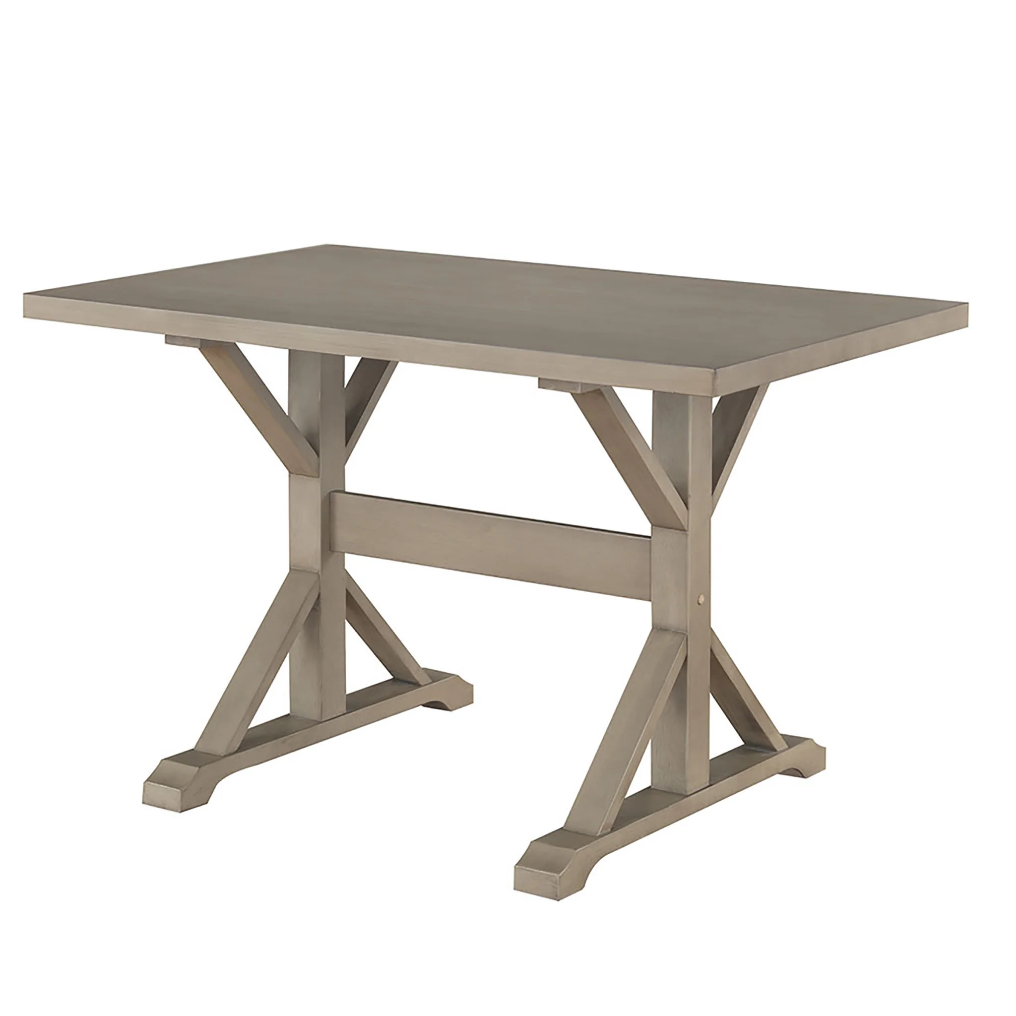 Gray Solid Wood Trestle Base Dining Table By Homeroots - Image 3