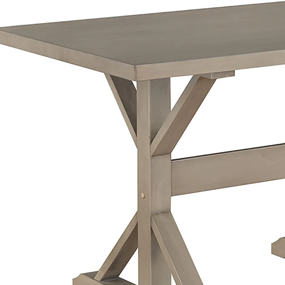 Gray Solid Wood Trestle Base Dining Table By Homeroots - Image 4