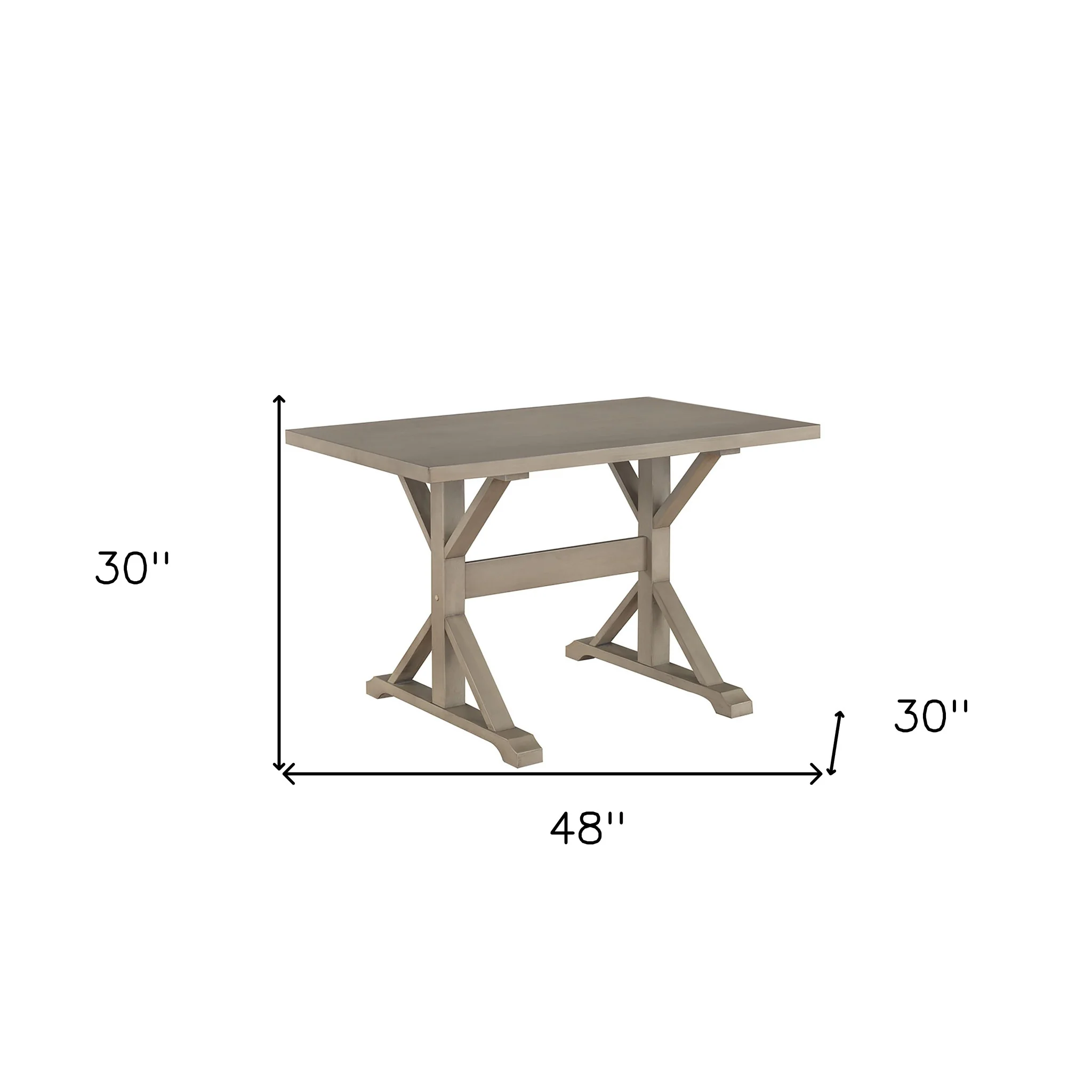 Gray Solid Wood Trestle Base Dining Table By Homeroots - Image 5