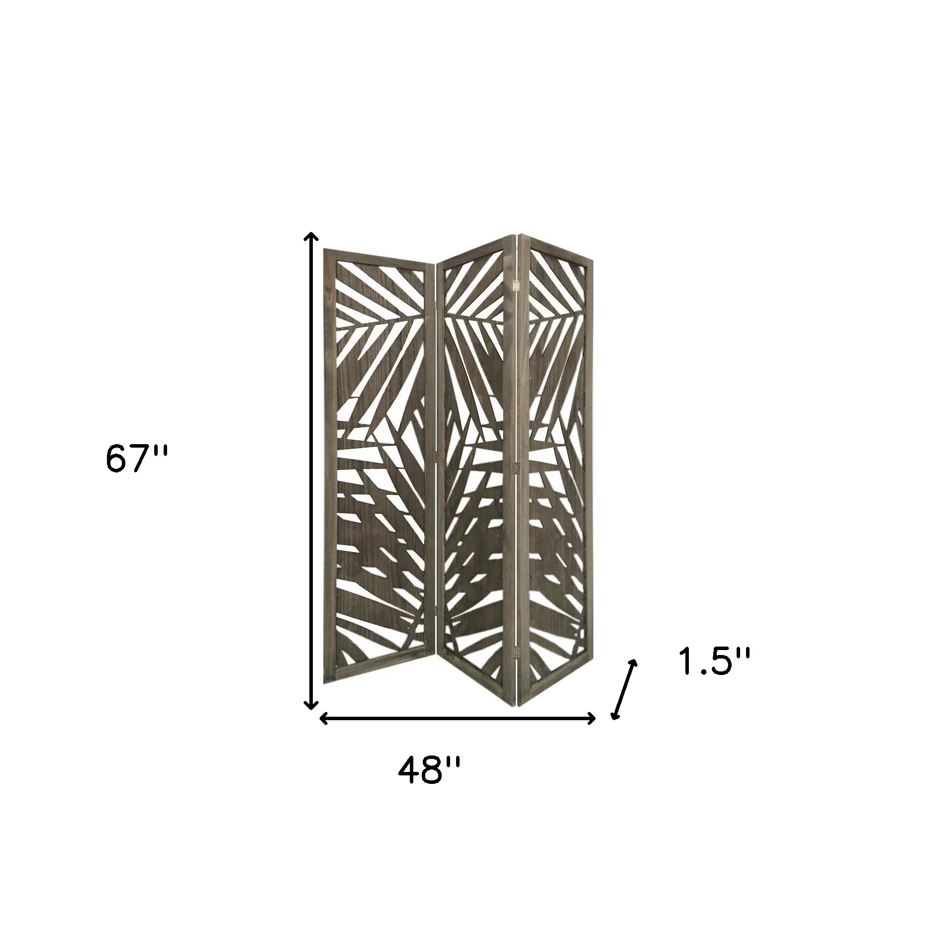 Gray Solid WoodFolding Three Panel Screen Room Divider By Homeroots - Image 5