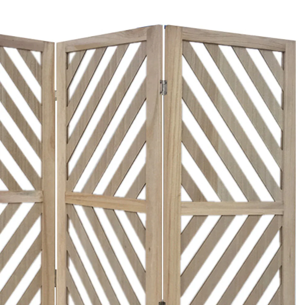Gray Solid WoodFolding Three Panel Screen Room Divider By Homeroots - Image 6
