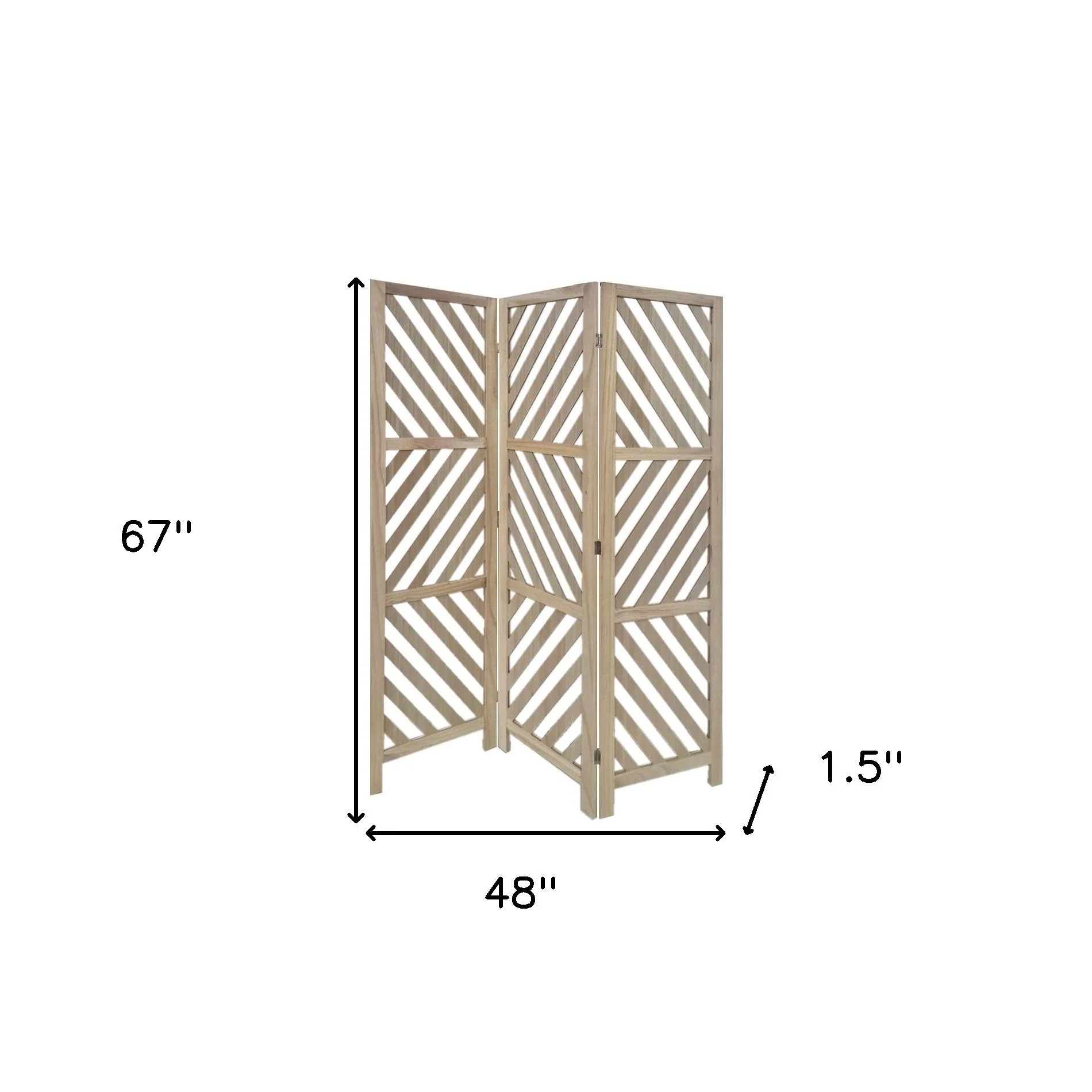 Gray Solid WoodFolding Three Panel Screen Room Divider By Homeroots - Image 8