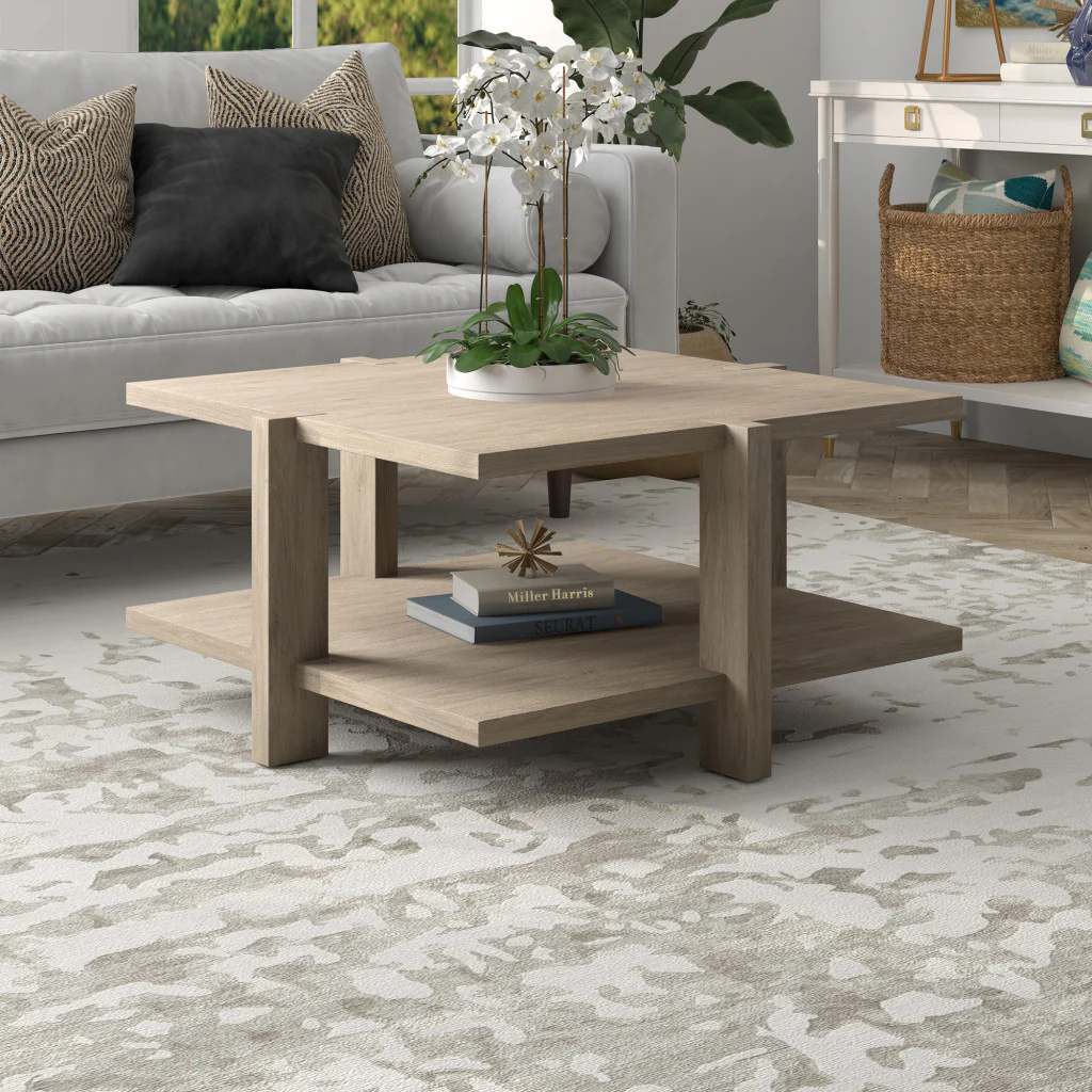 Gray Square Coffee Table With Shelf By Homeroots - Image 4