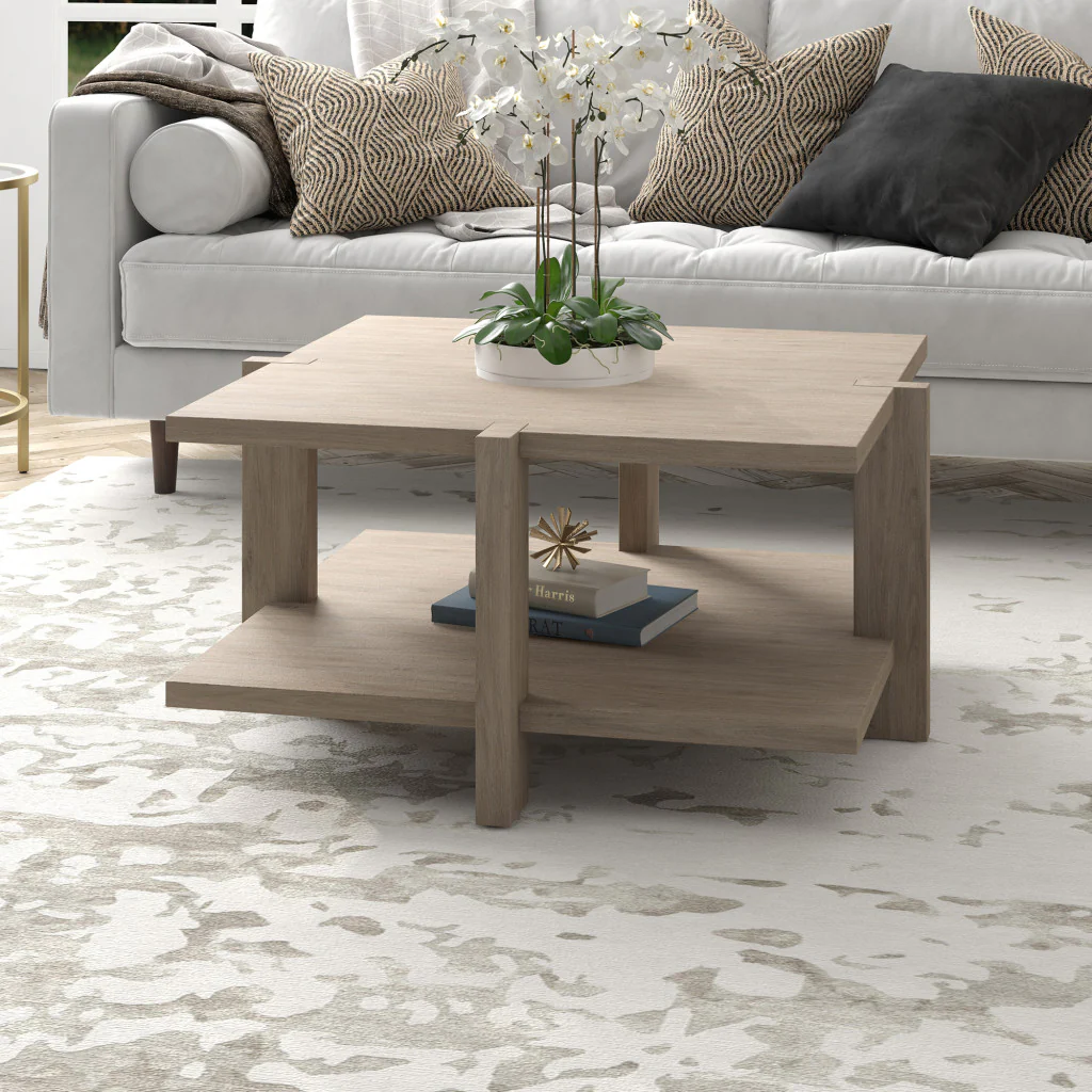 Gray Square Coffee Table With Shelf By Homeroots - Image 5