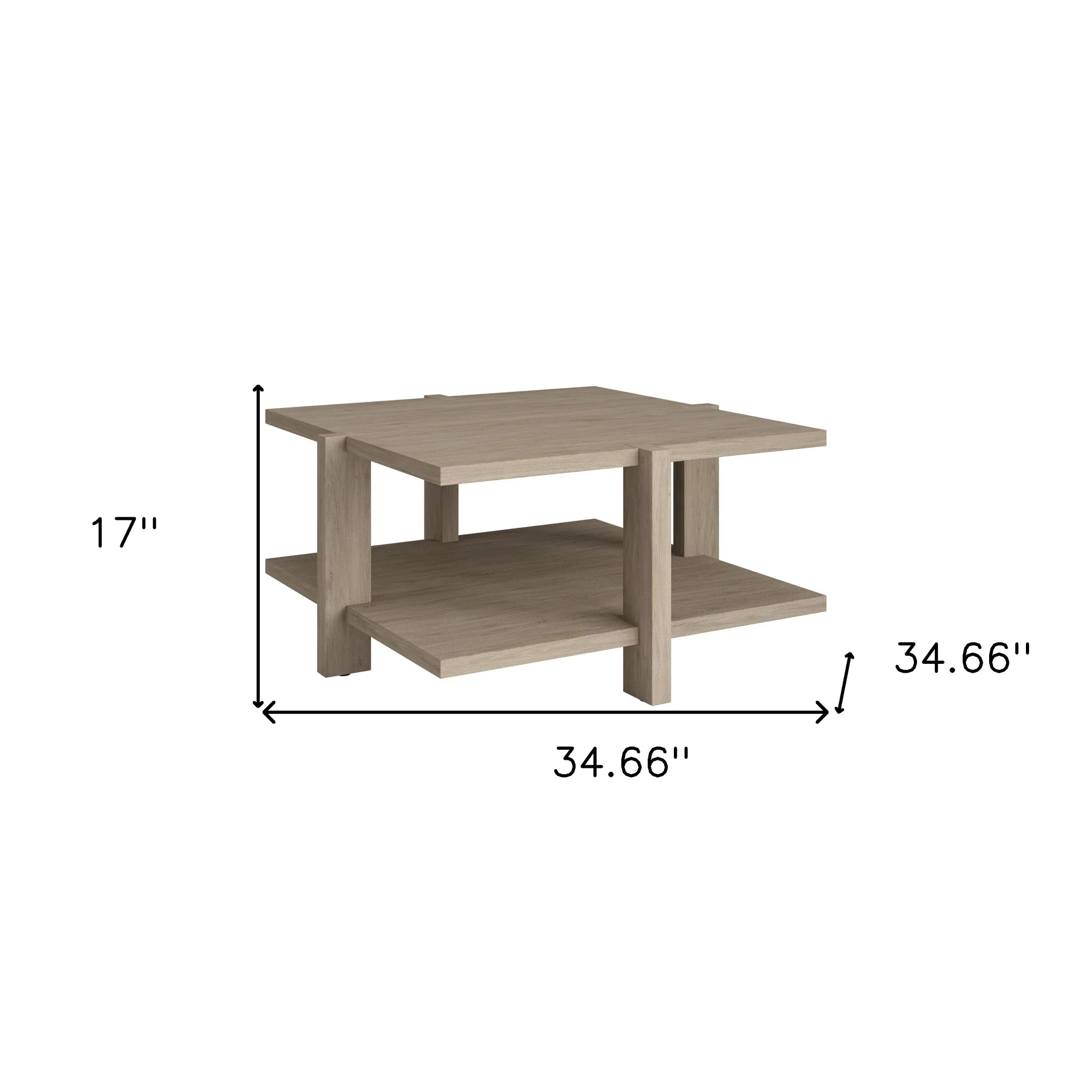 Gray Square Coffee Table With Shelf By Homeroots - Image 6
