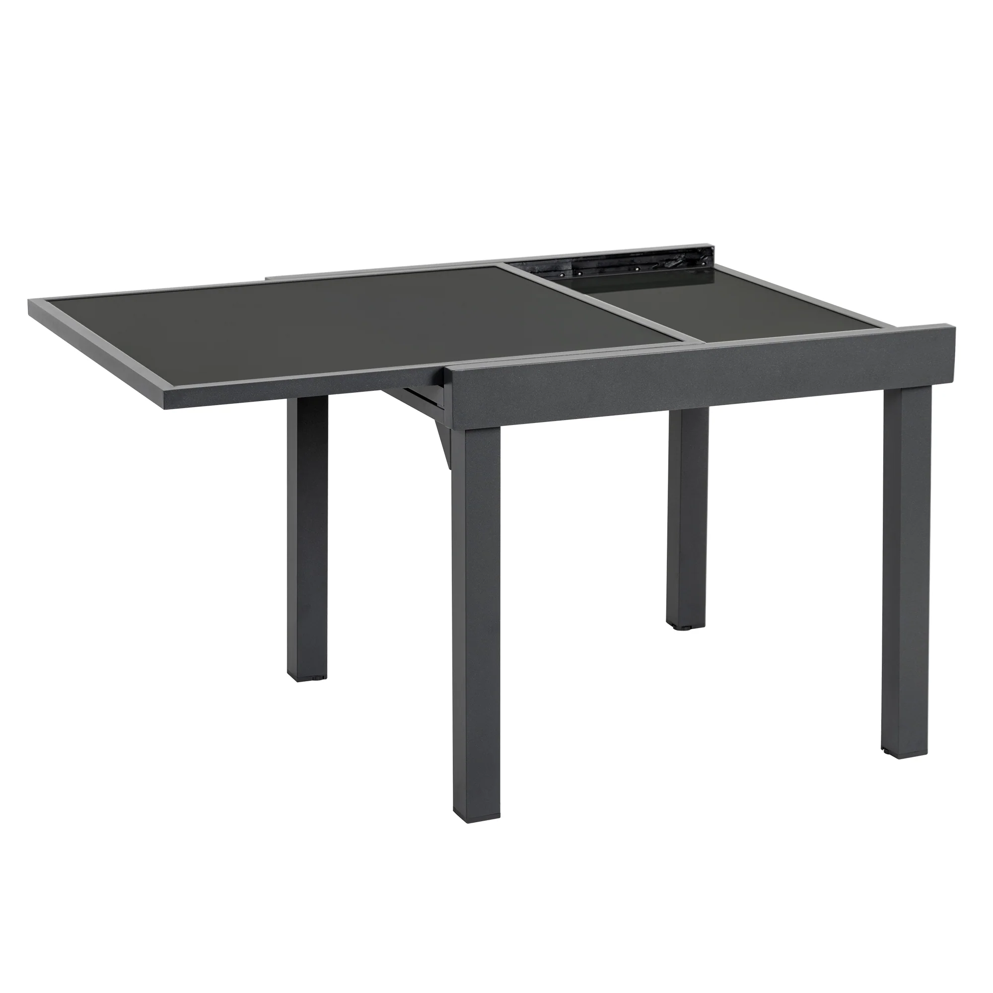 Gray Square Glass Extendable Outdoor Side Table By Homeroots - Image 3