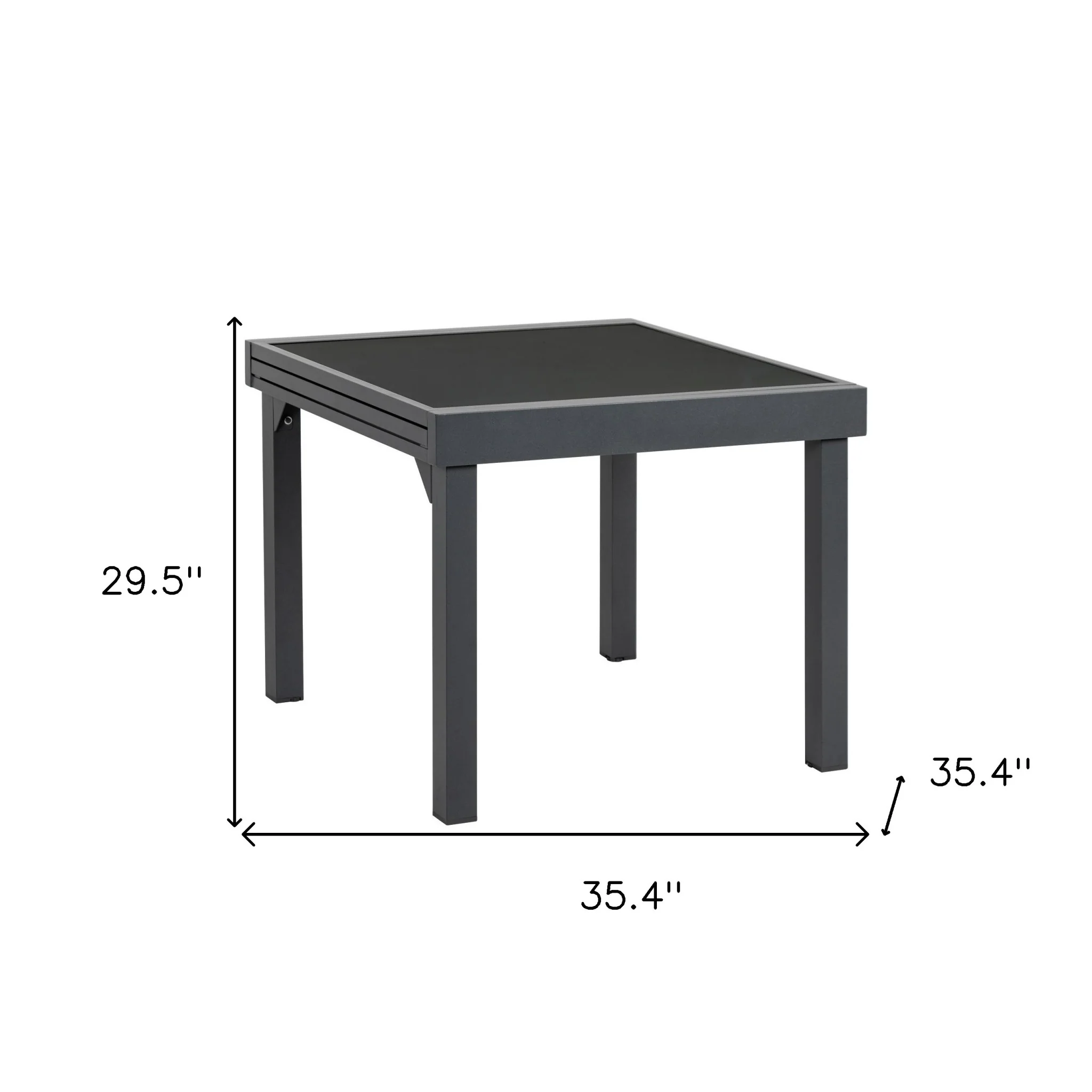 Gray Square Glass Extendable Outdoor Side Table By Homeroots - Image 5