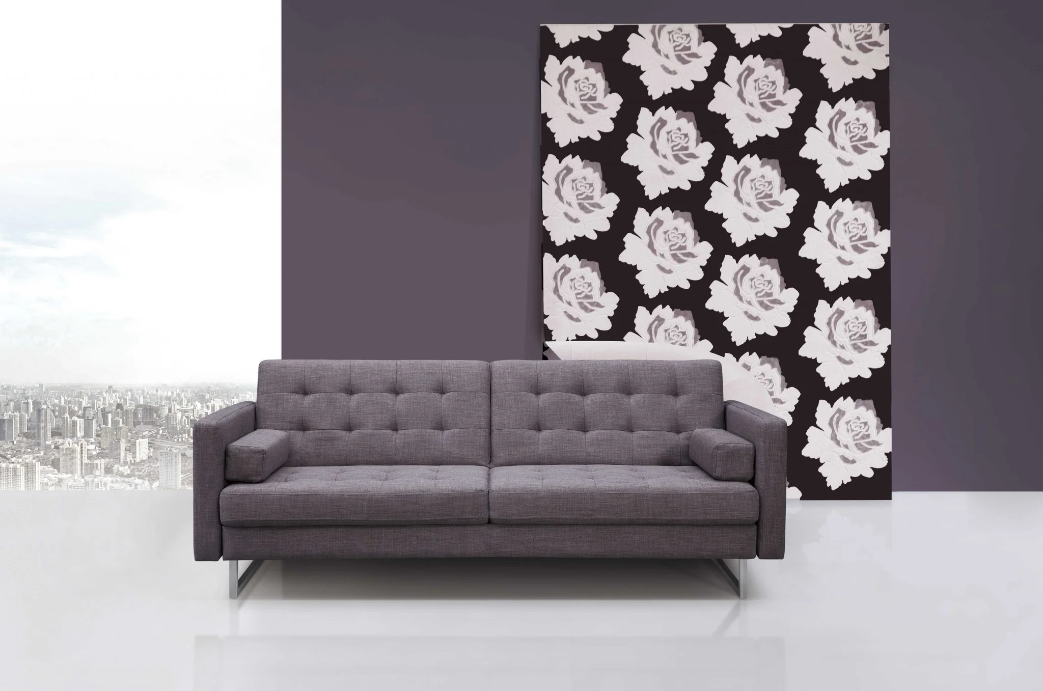 Gray Stainless Steel Sofa Bed By Homeroots - Image 5