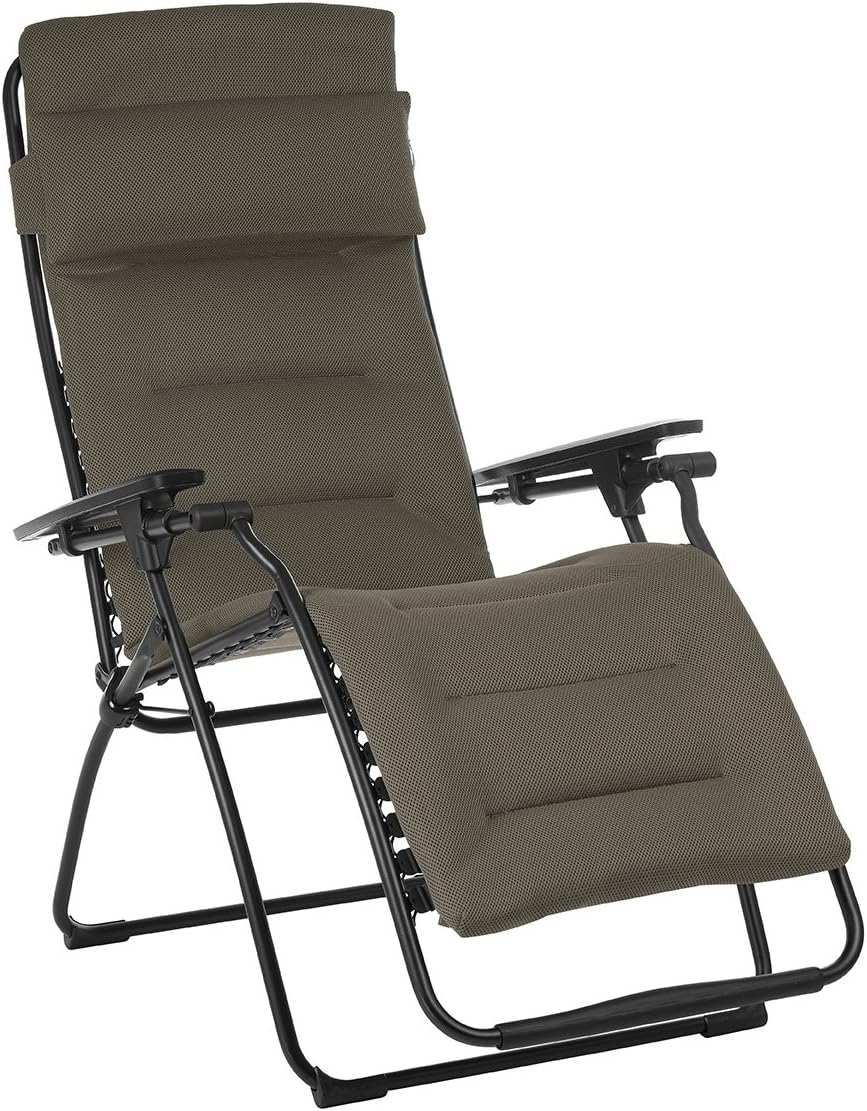 Gray Steel Outdoor Zero Gravity Chair with Gray Cushion By Homeroots - Image 2