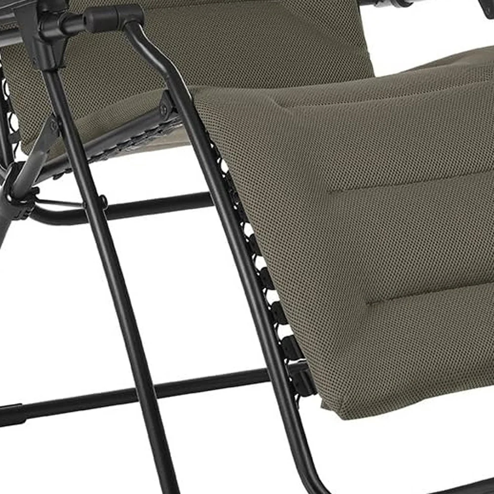 Gray Steel Outdoor Zero Gravity Chair with Gray Cushion By Homeroots - Image 3