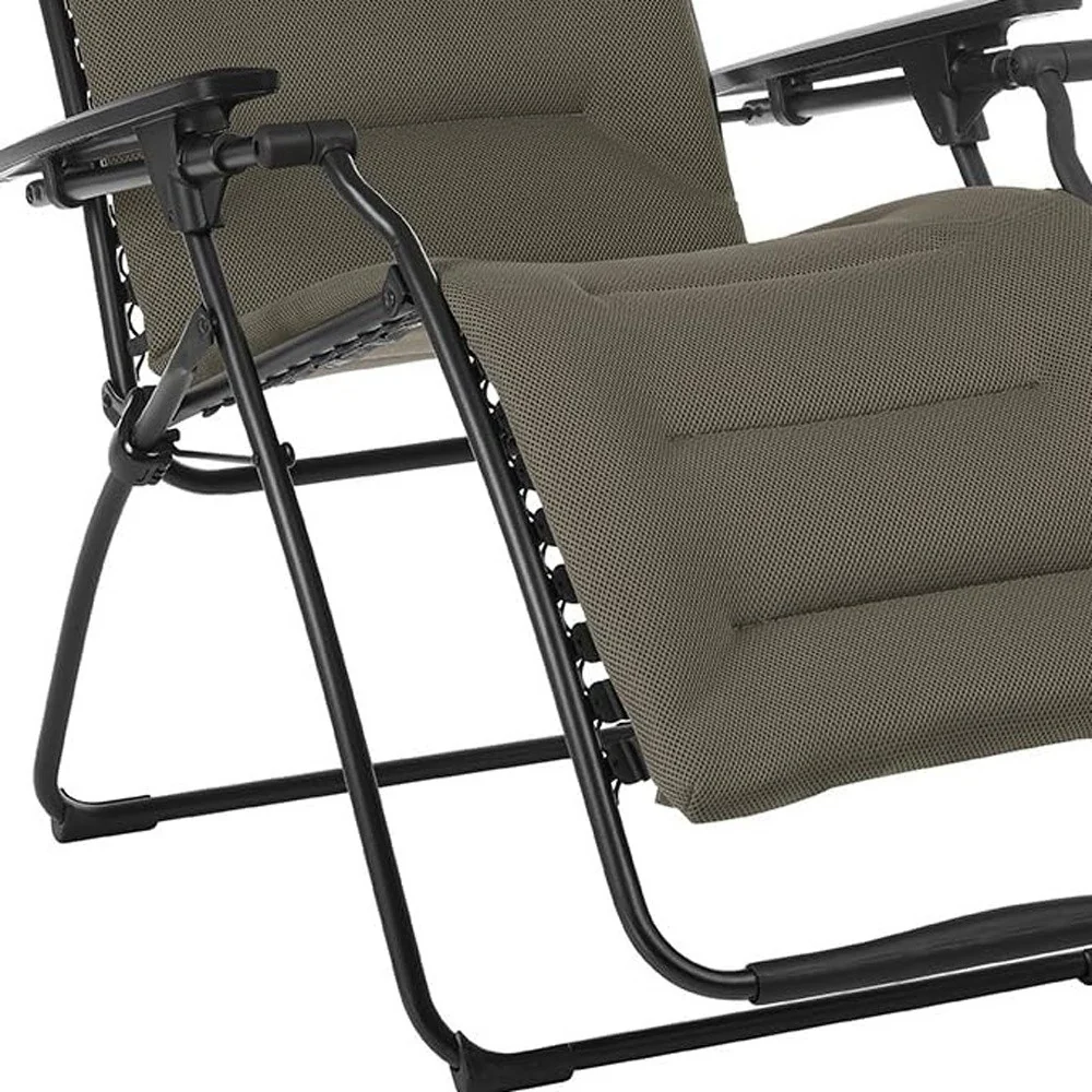Gray Steel Outdoor Zero Gravity Chair with Gray Cushion By Homeroots - Image 4
