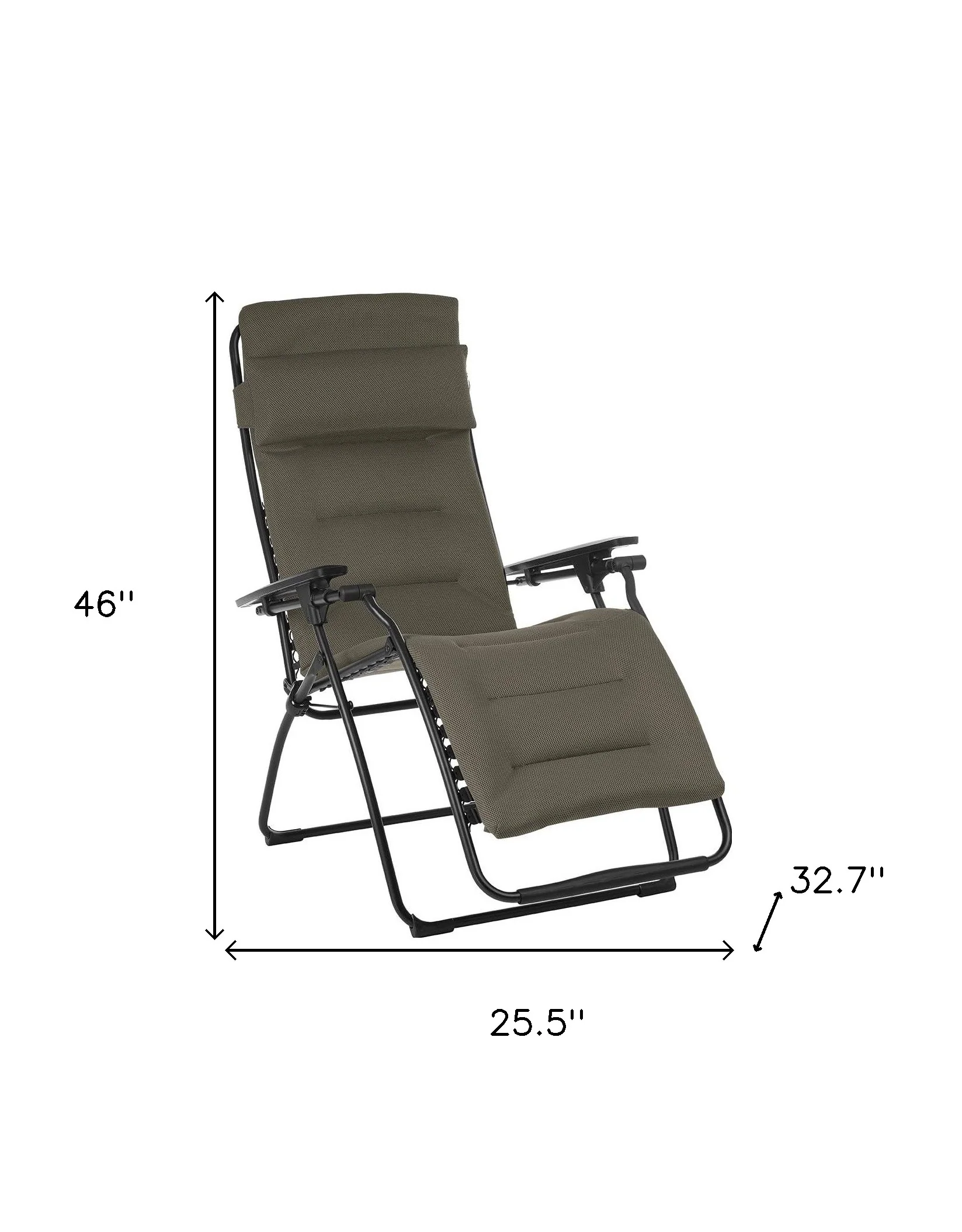 Gray Steel Outdoor Zero Gravity Chair with Gray Cushion By Homeroots - Image 5
