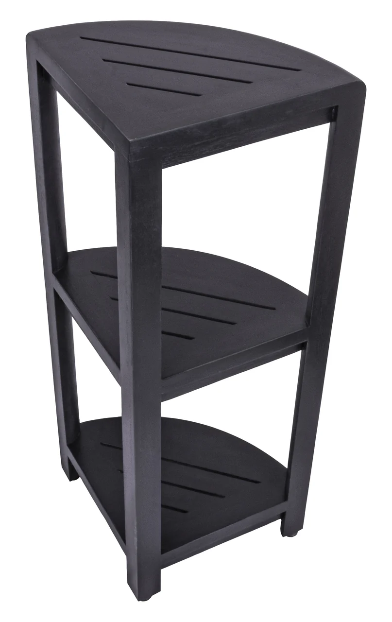 Gray Teak 32" Curvilinear Corner Shower Tiered Shelf By Homeroots - Image 3