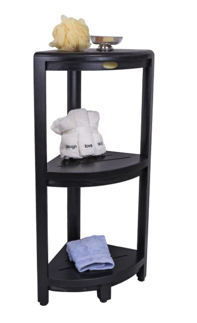 Gray Teak 32" Curvilinear Corner Shower Tiered Shelf By Homeroots - Image 4