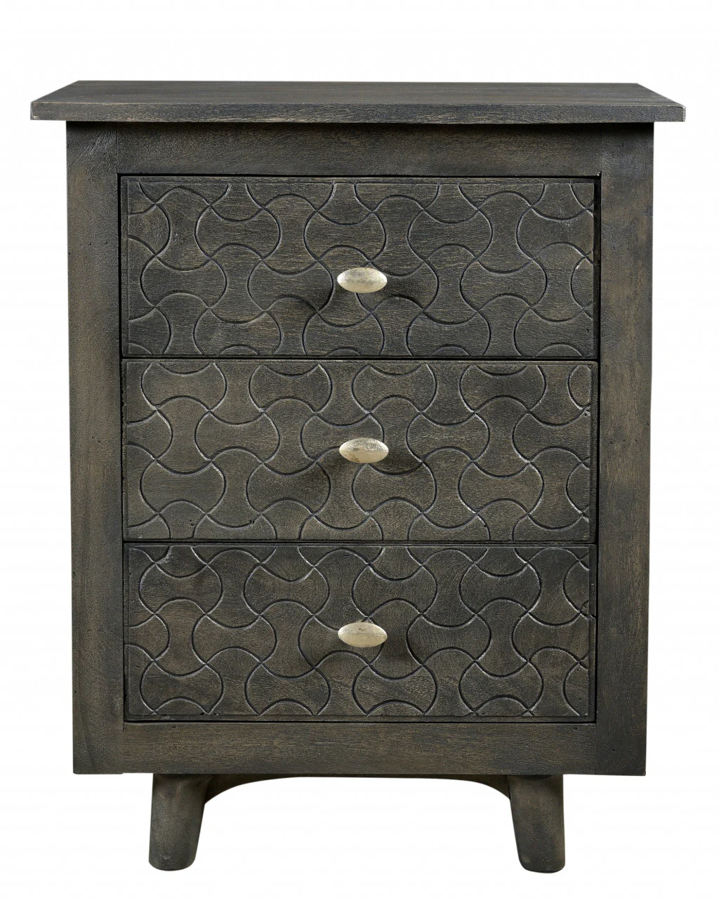 Gray Three Drawer Nightstand By Homeroots - Image 2