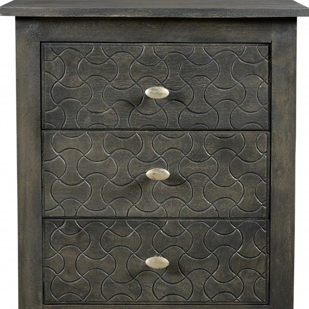 Gray Three Drawer Nightstand By Homeroots - Image 4