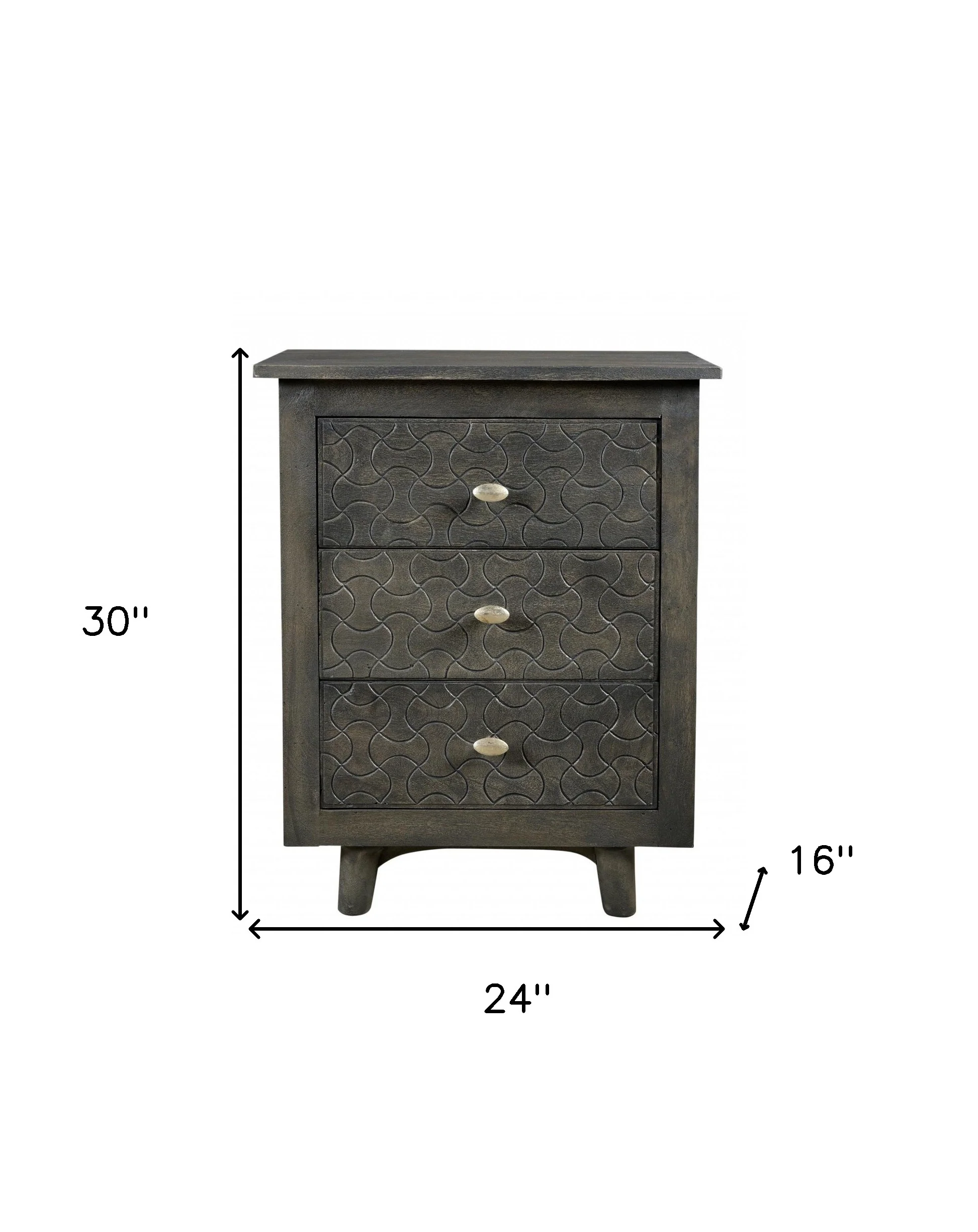 Gray Three Drawer Nightstand By Homeroots - Image 6
