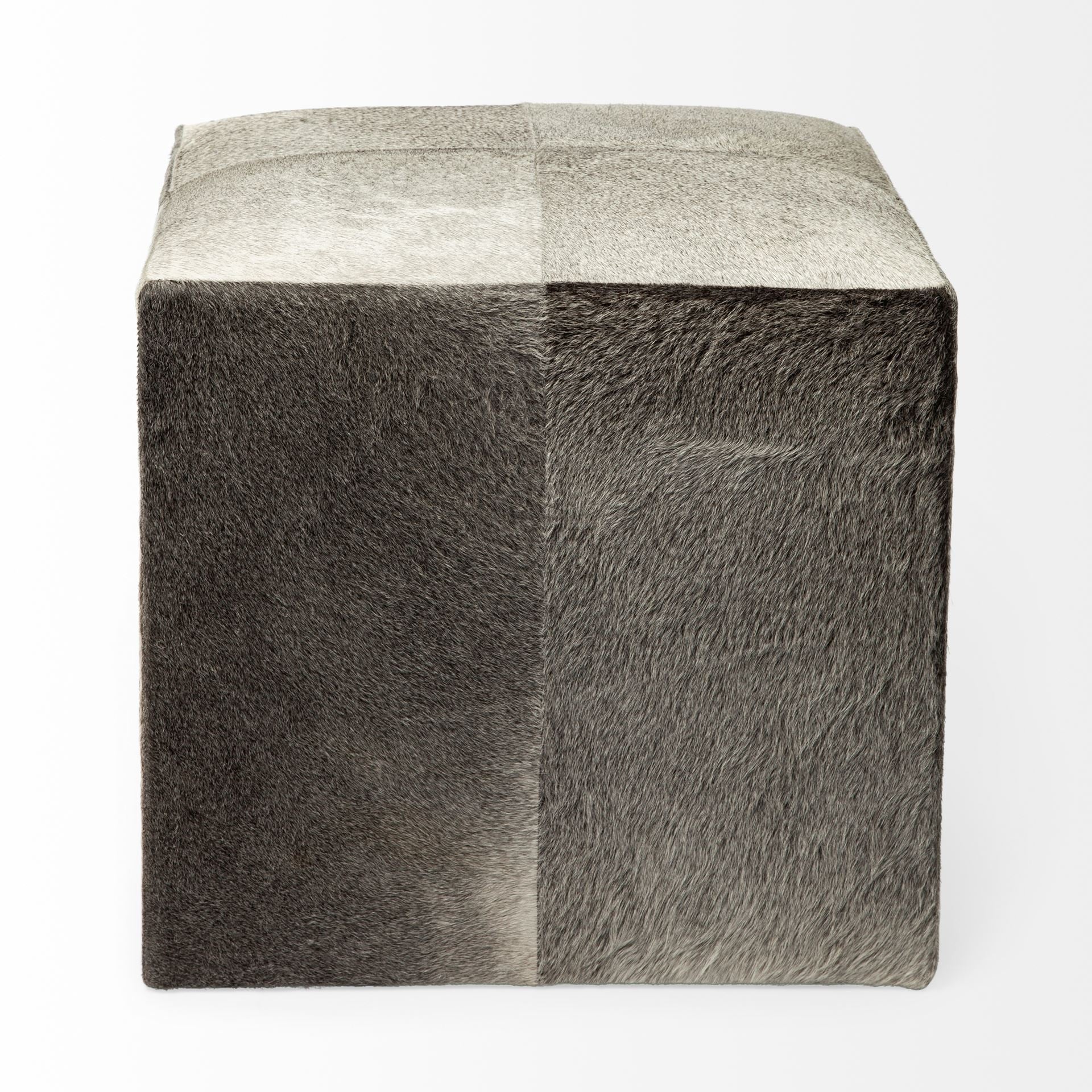 Gray Toned Cowhide Ottoman By Homeroots - Image 4