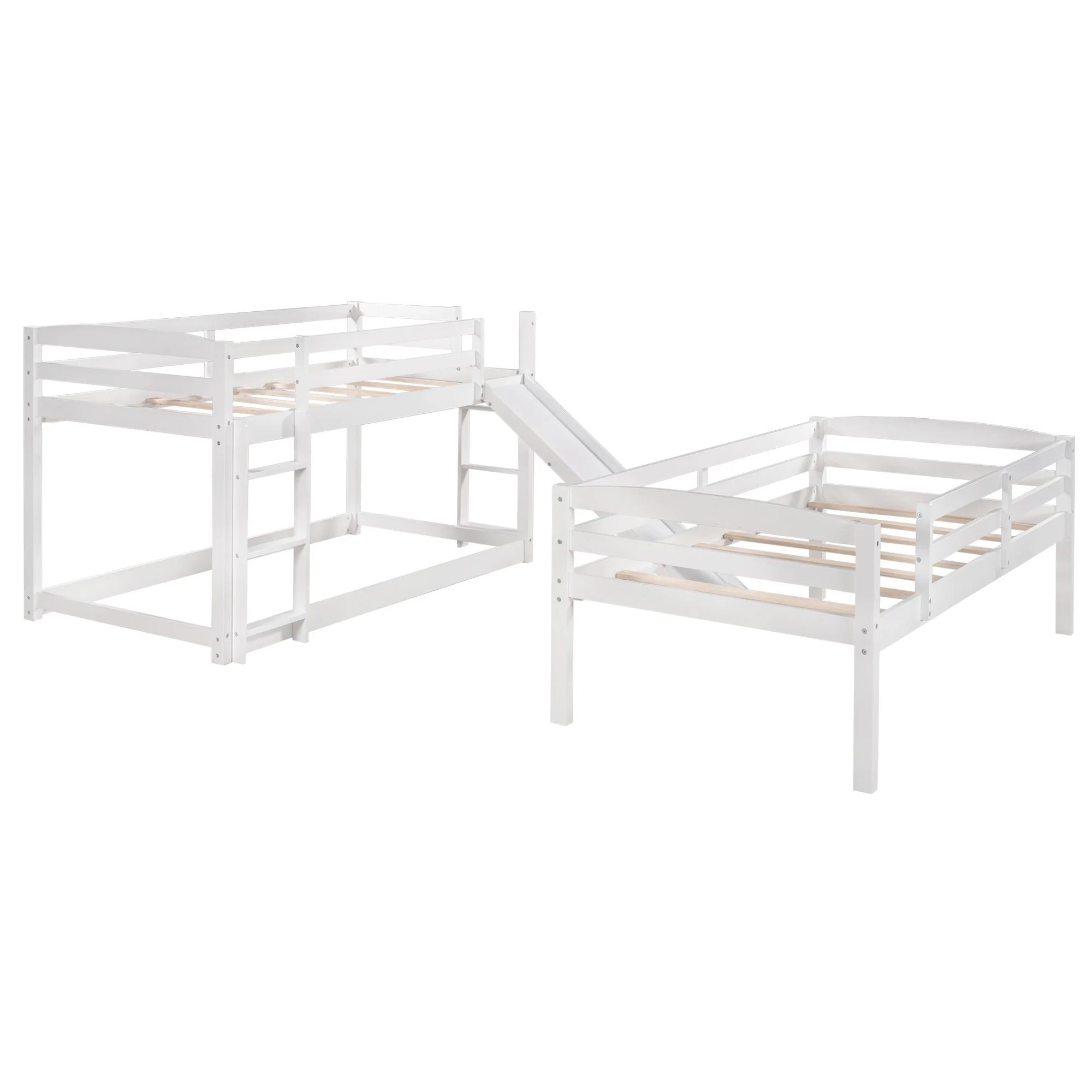 Gray Triple Bunk Twin Sized Bed With Slide By Homeroots - Image 14