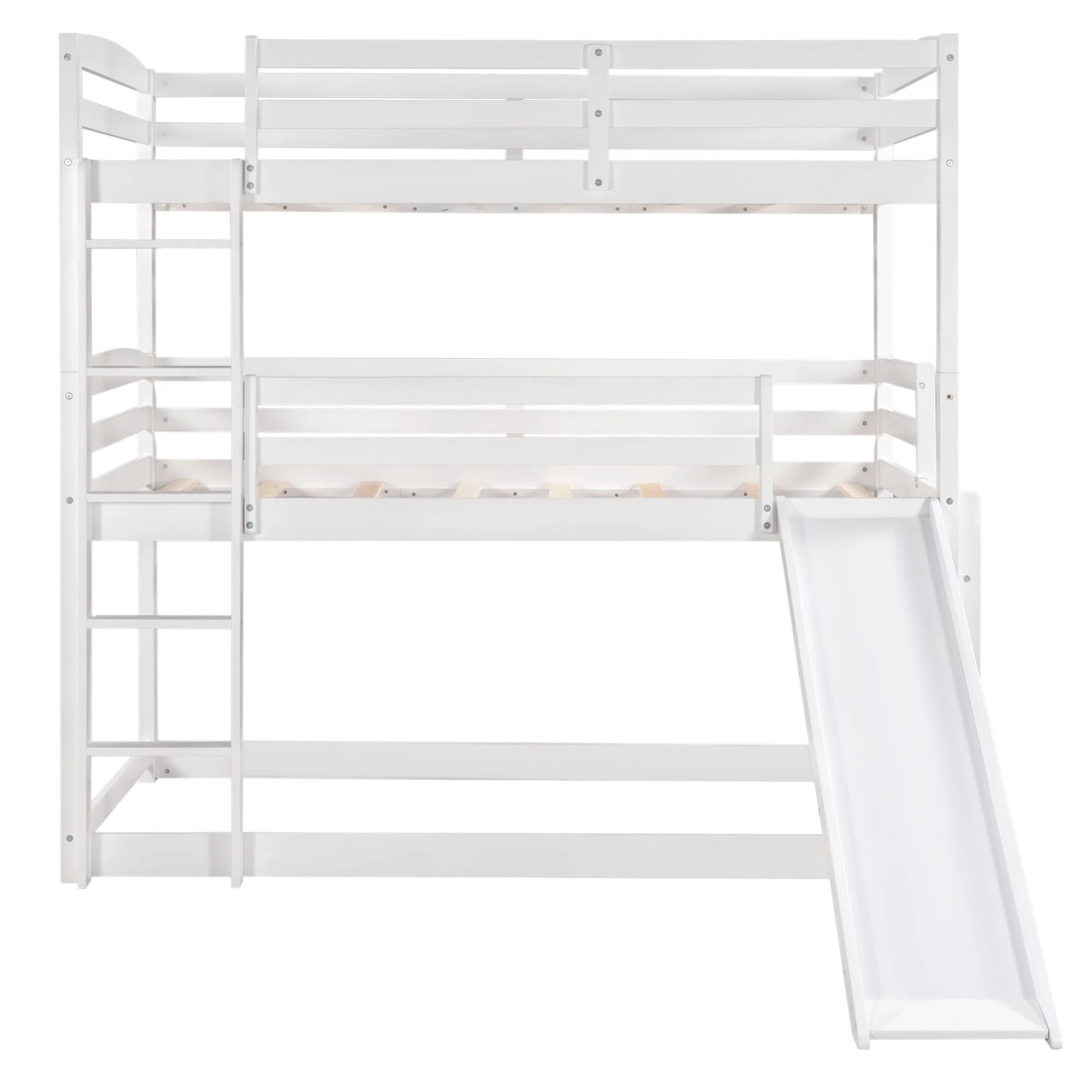 Gray Triple Bunk Twin Sized Bed With Slide By Homeroots - Image 15
