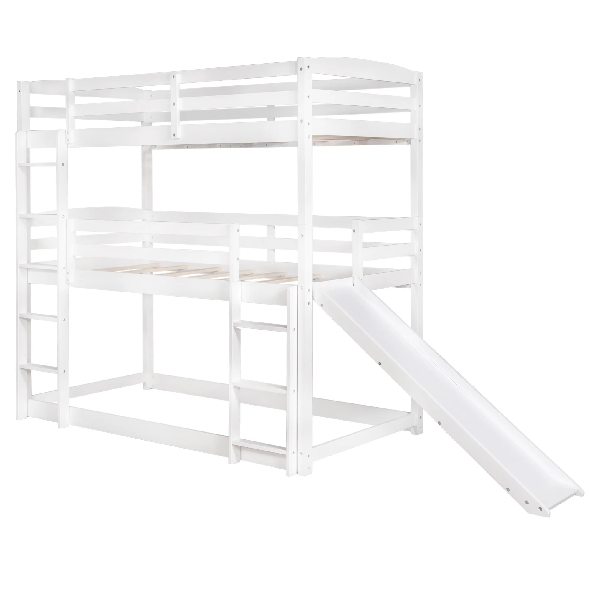 Gray Triple Bunk Twin Sized Bed With Slide By Homeroots - Image 16
