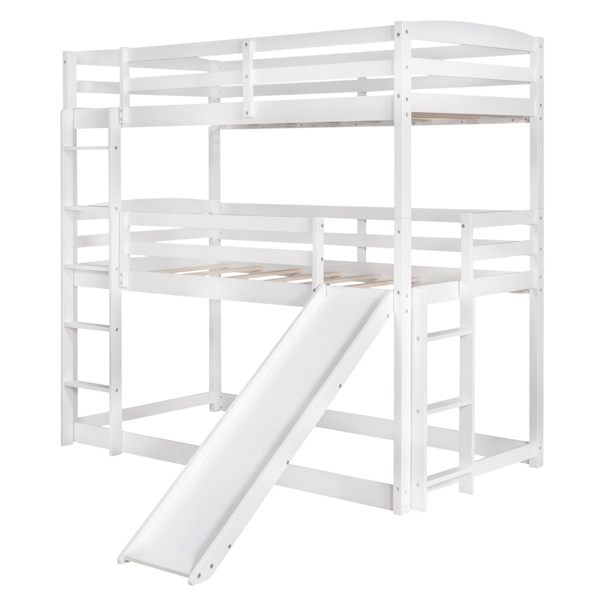 Gray Triple Bunk Twin Sized Bed With Slide By Homeroots - Image 17