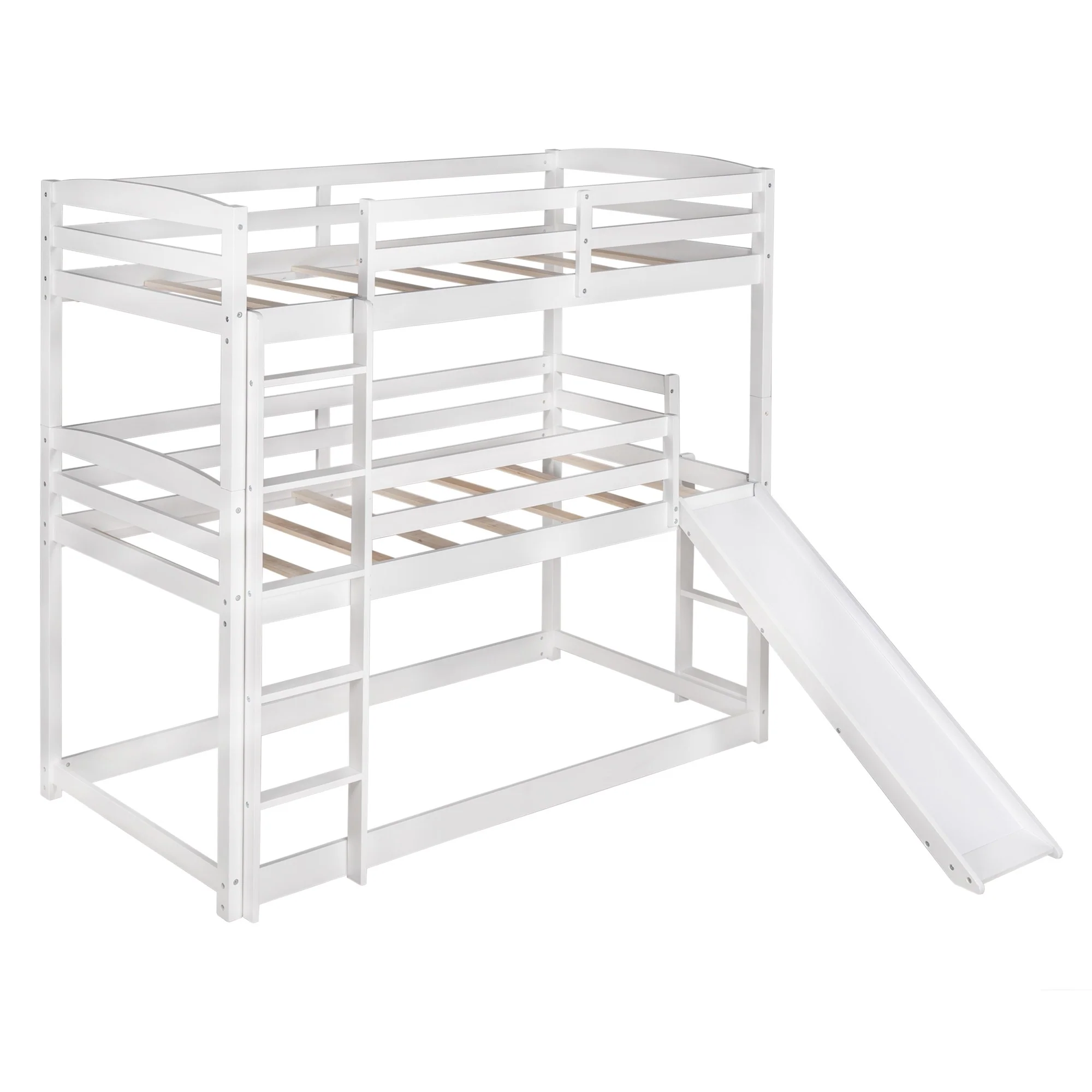 Gray Triple Bunk Twin Sized Bed With Slide By Homeroots - Image 18
