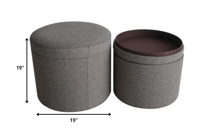 Gray Tweed Storage Ottoman By Homeroots - Image 2