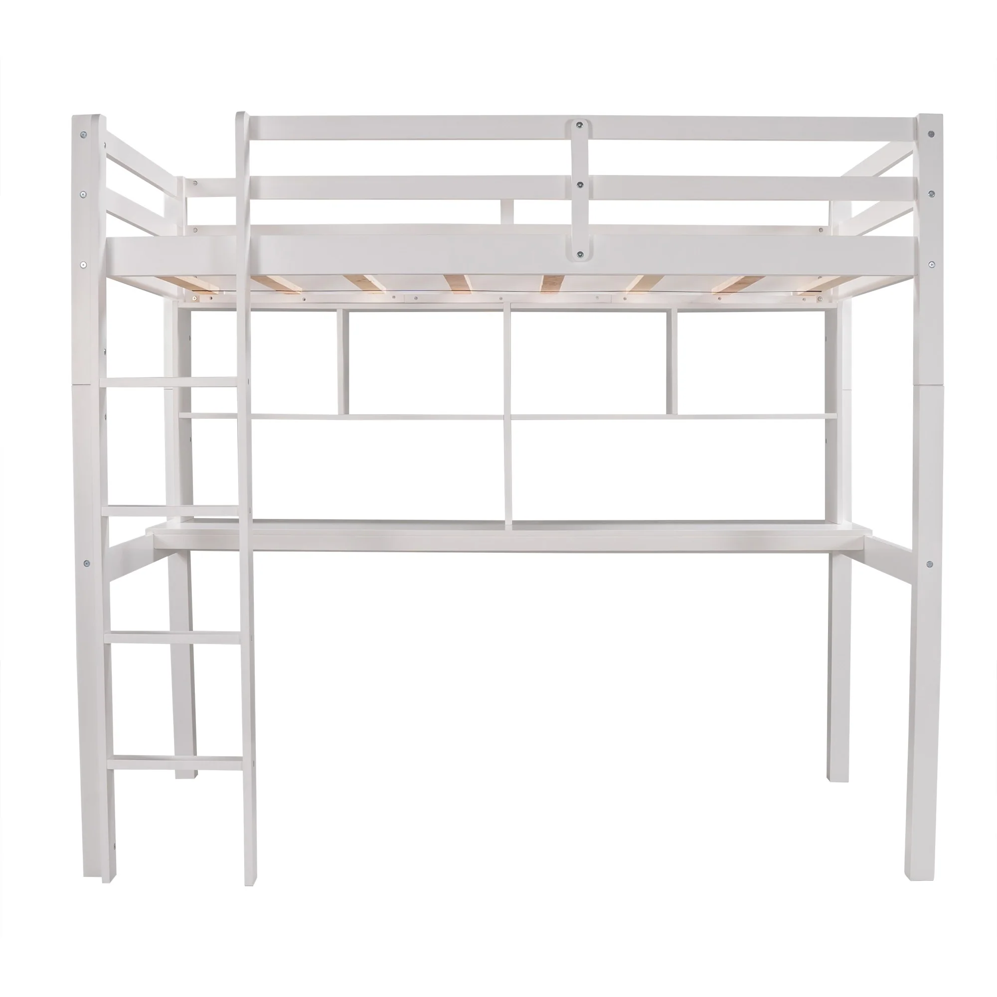 Gray Twin Loft Bed With Desk And Shelves By Homeroots - Image 14