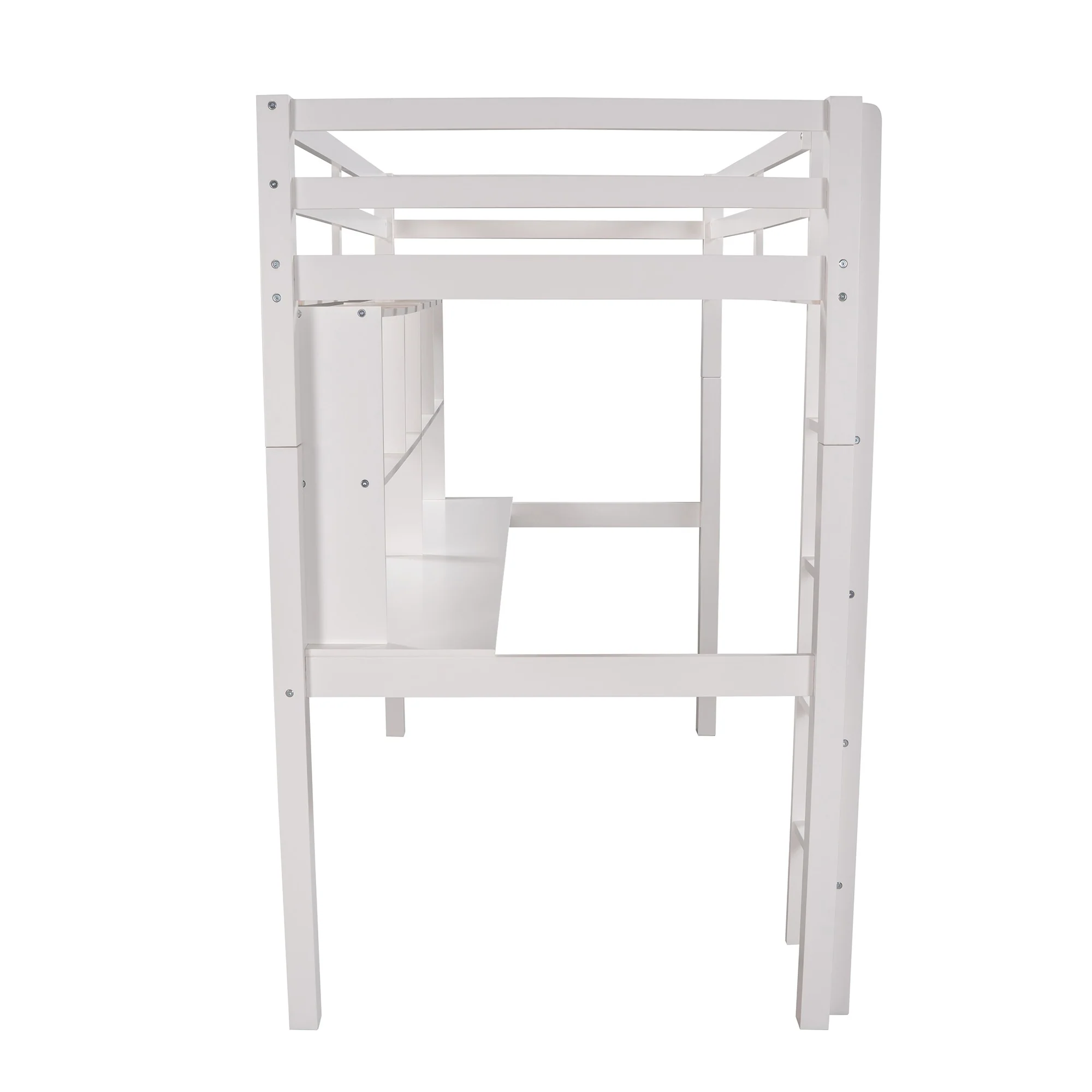 Gray Twin Loft Bed With Desk And Shelves By Homeroots - Image 18
