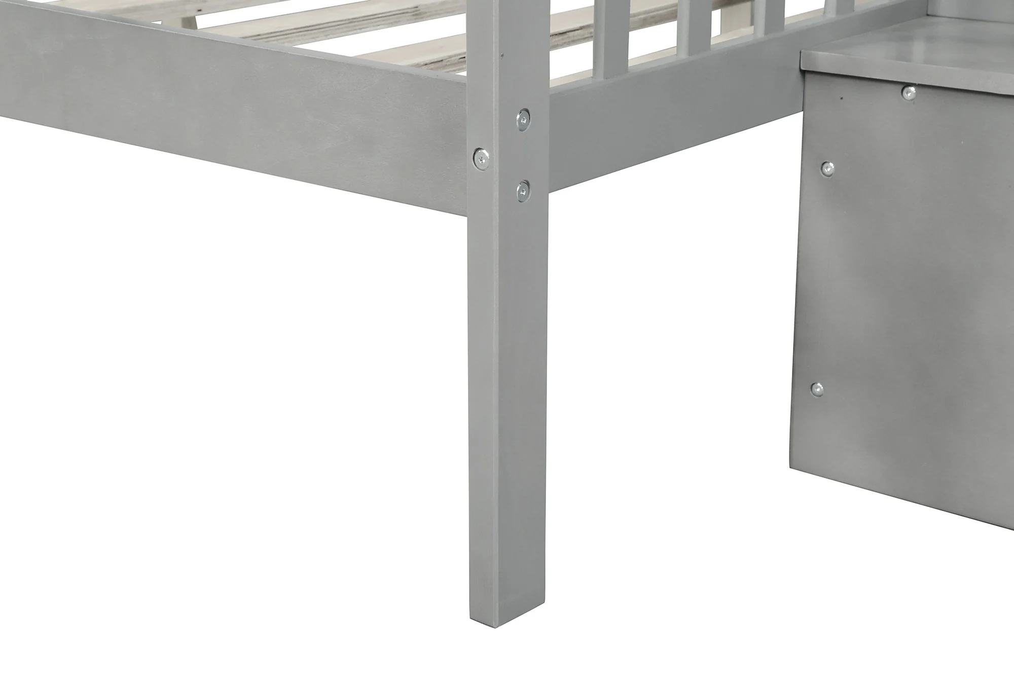 Gray Twin Over Full Farmhouse Style Bunk Bed With Staircase By Homeroots - Image 7